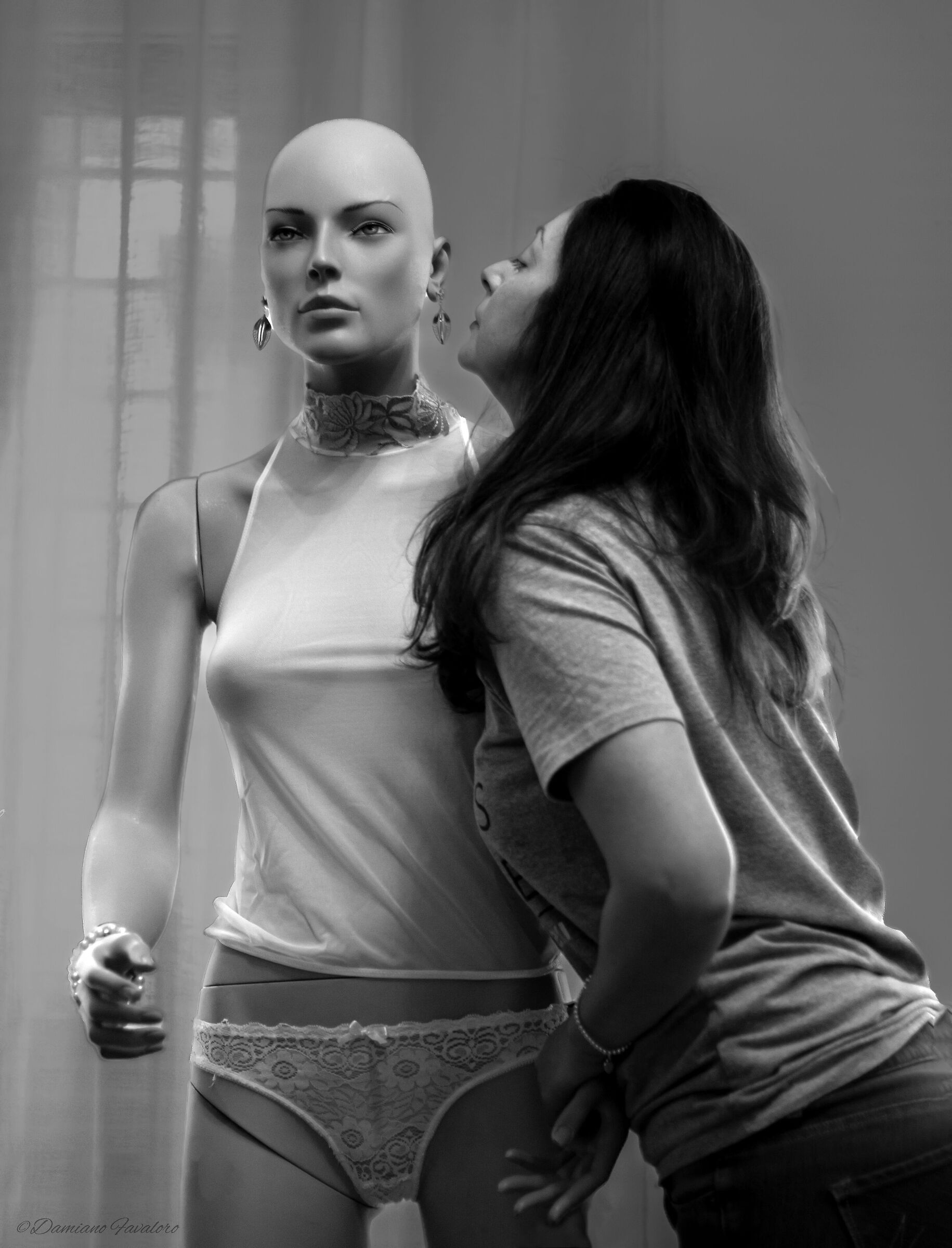 She and the mannequin