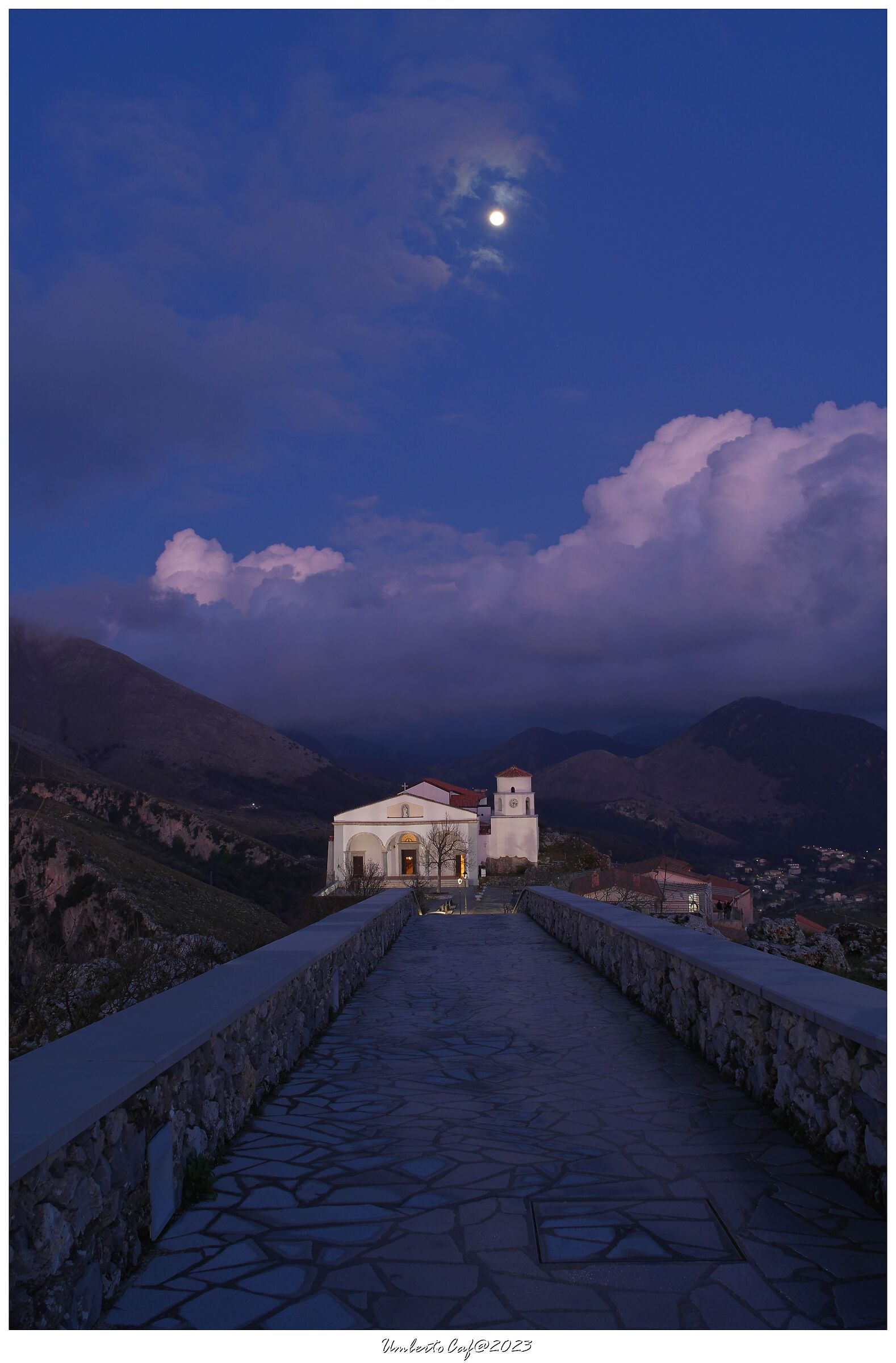 Basilica of San Biagio under the moon - blue hour