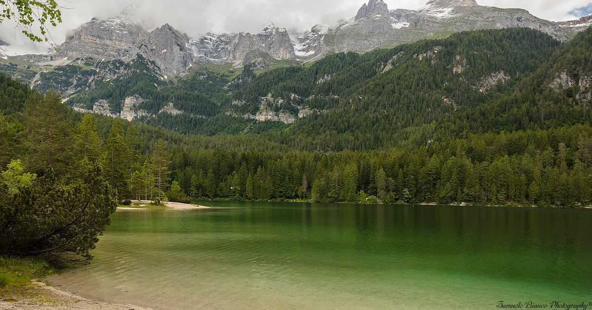 Lake Tovel in the Brenta and the Peaks