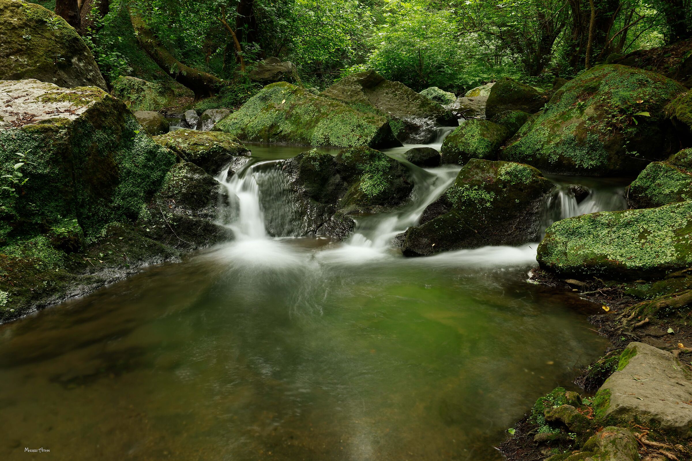 Monte Gelato waterfall, along the stream