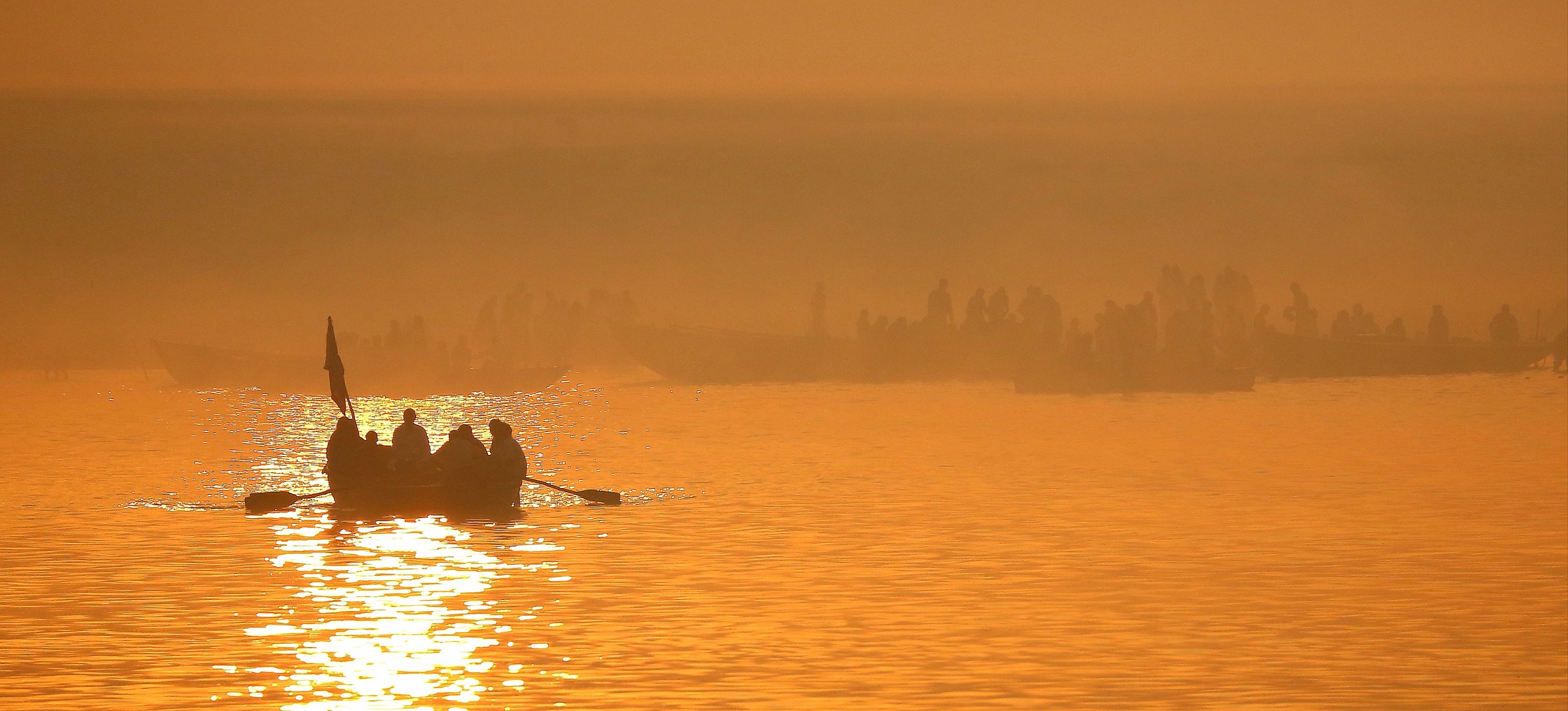 Varanasi. The sun has risen on the Ganges.