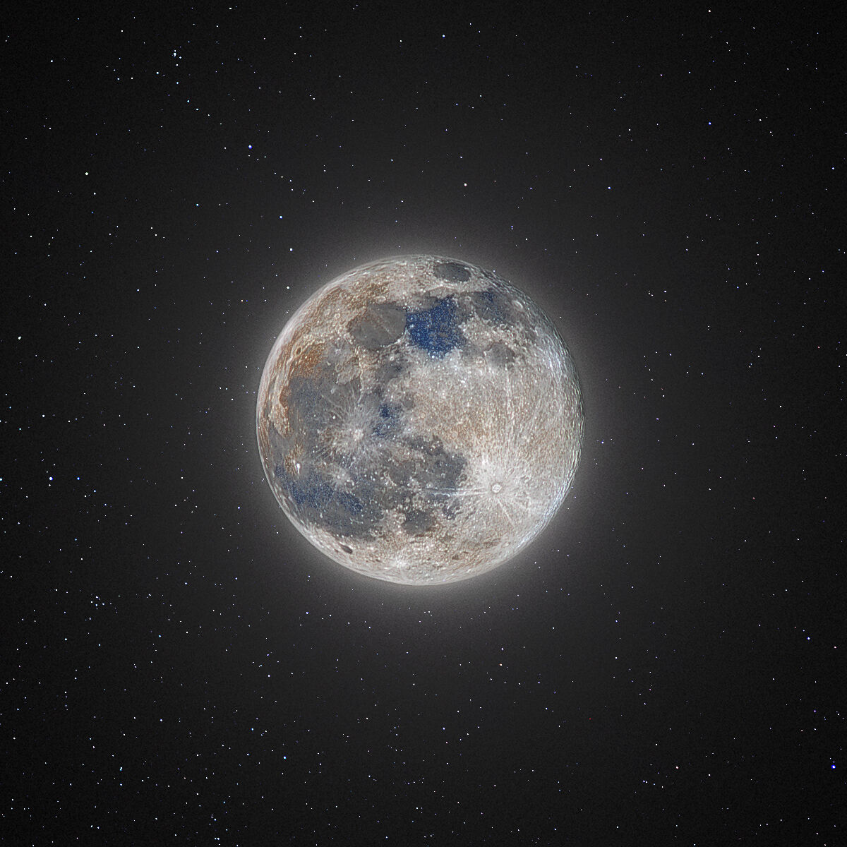 Compositing mineral moon and starry sky