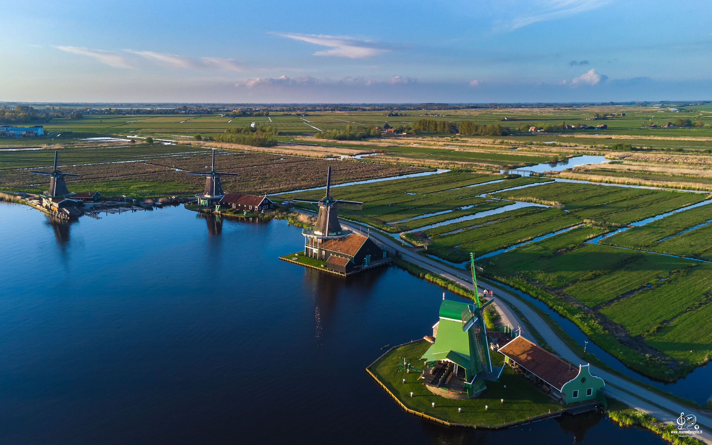 Zaanse Schans windmills drone