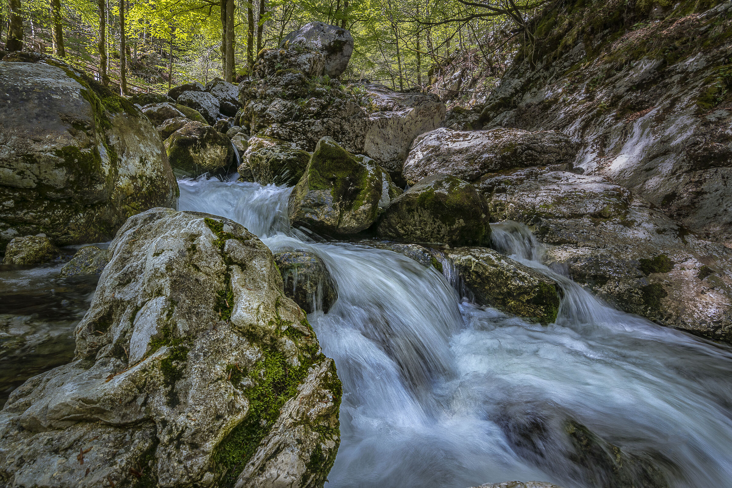 Slovevia continuation of the river Savica waterfall
