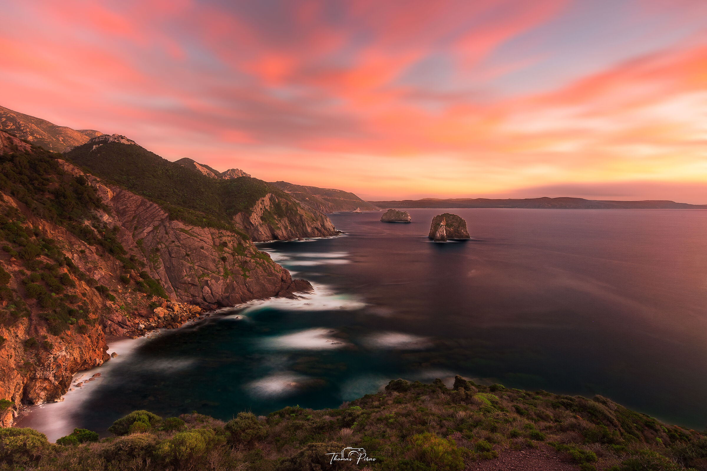 The coast of Nebida at sunset