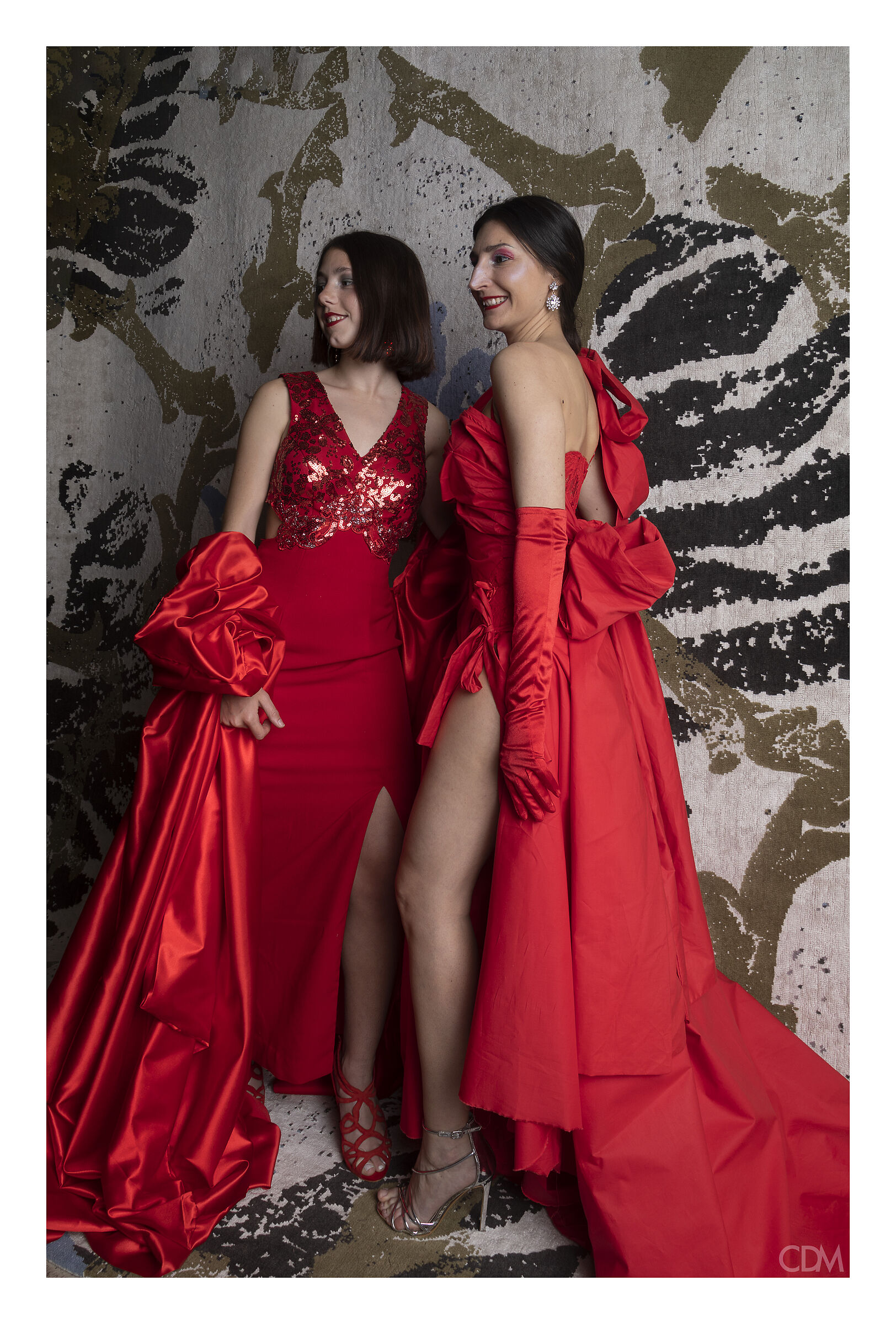 Angela and Valentina in red