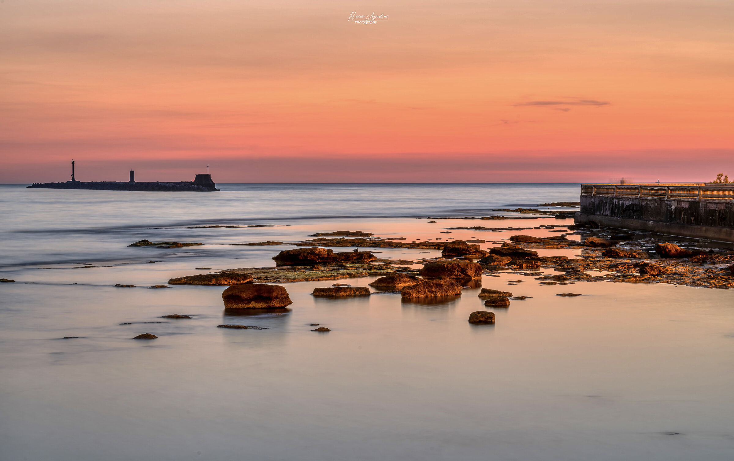 Sunset on the seafront of Livorno