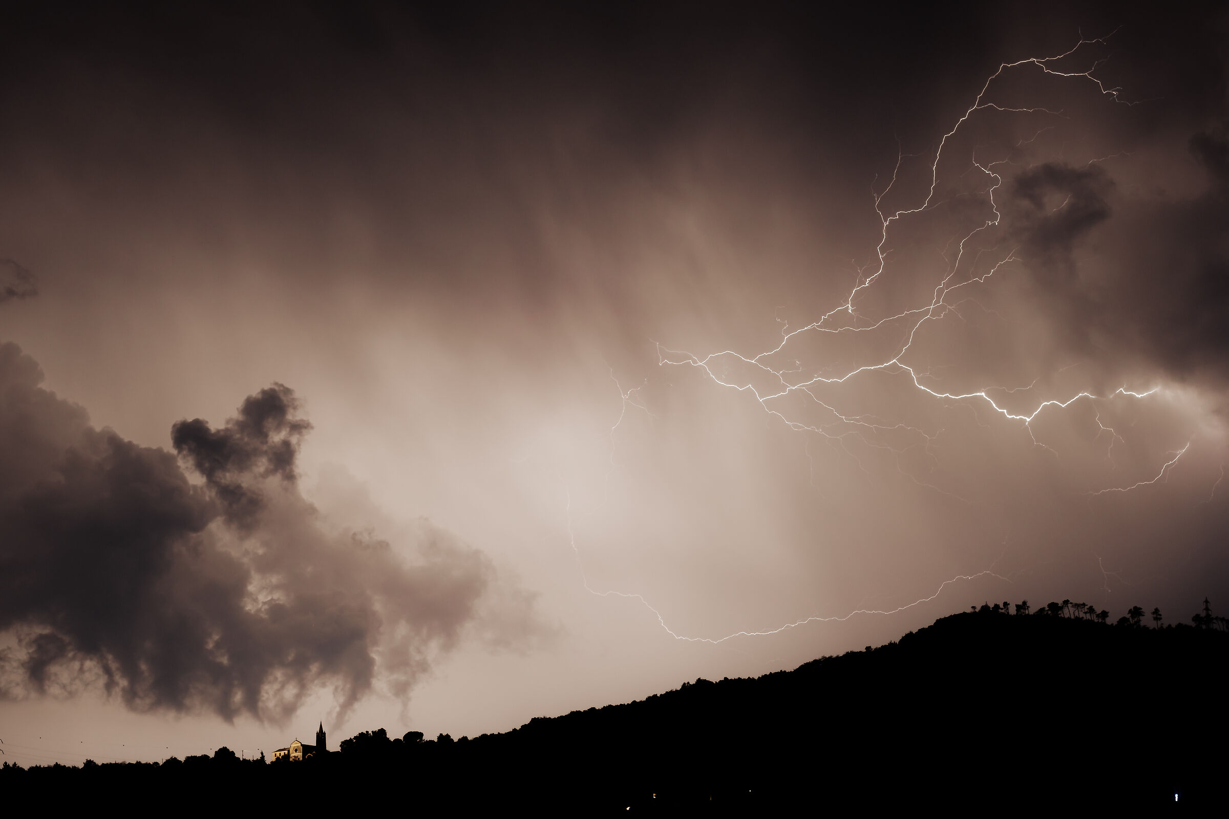 Lightning over the cross