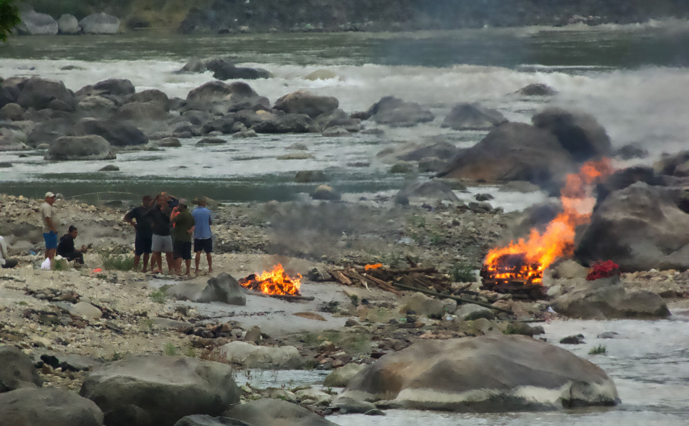 Funeral pyre on the banks of the river