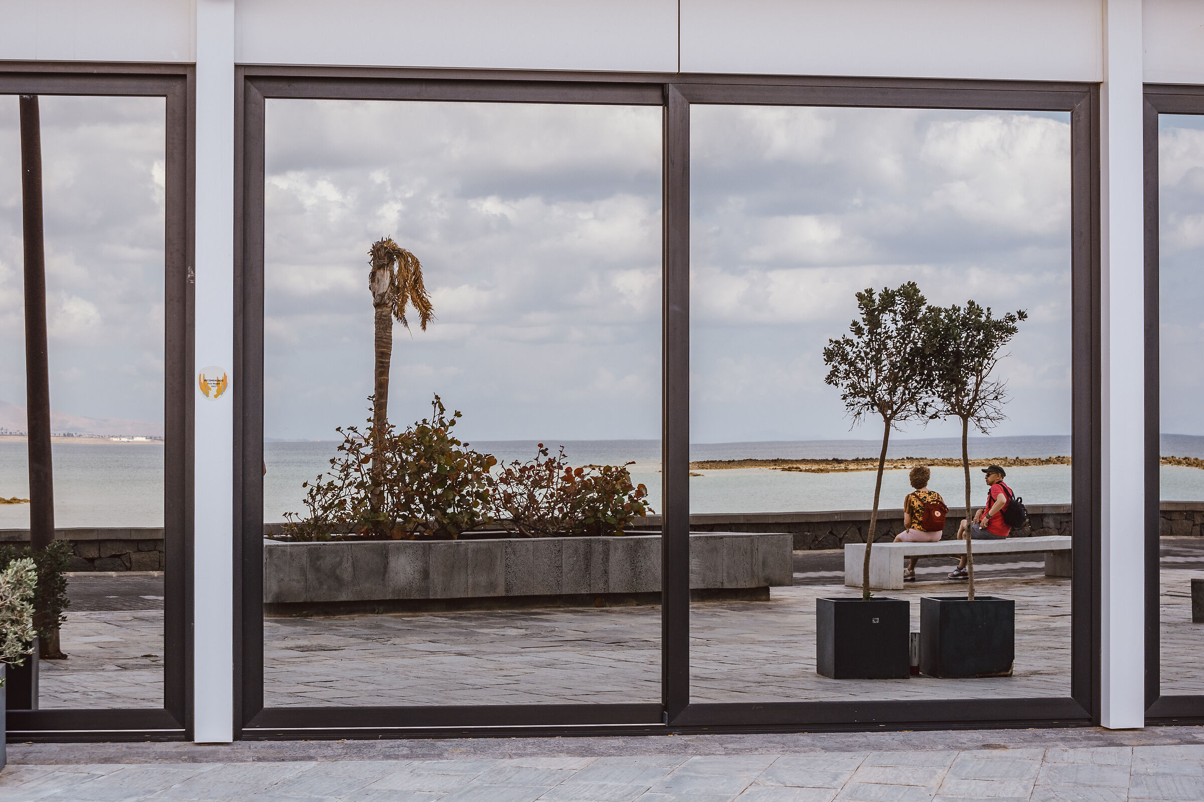 Reflection in the hotel on the sea