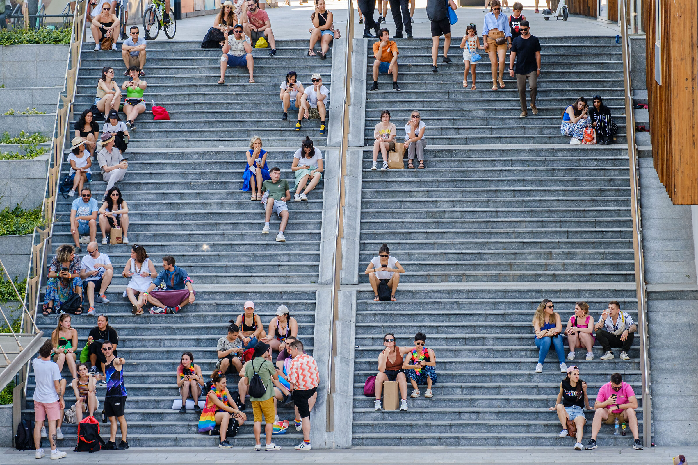 On the stairs
