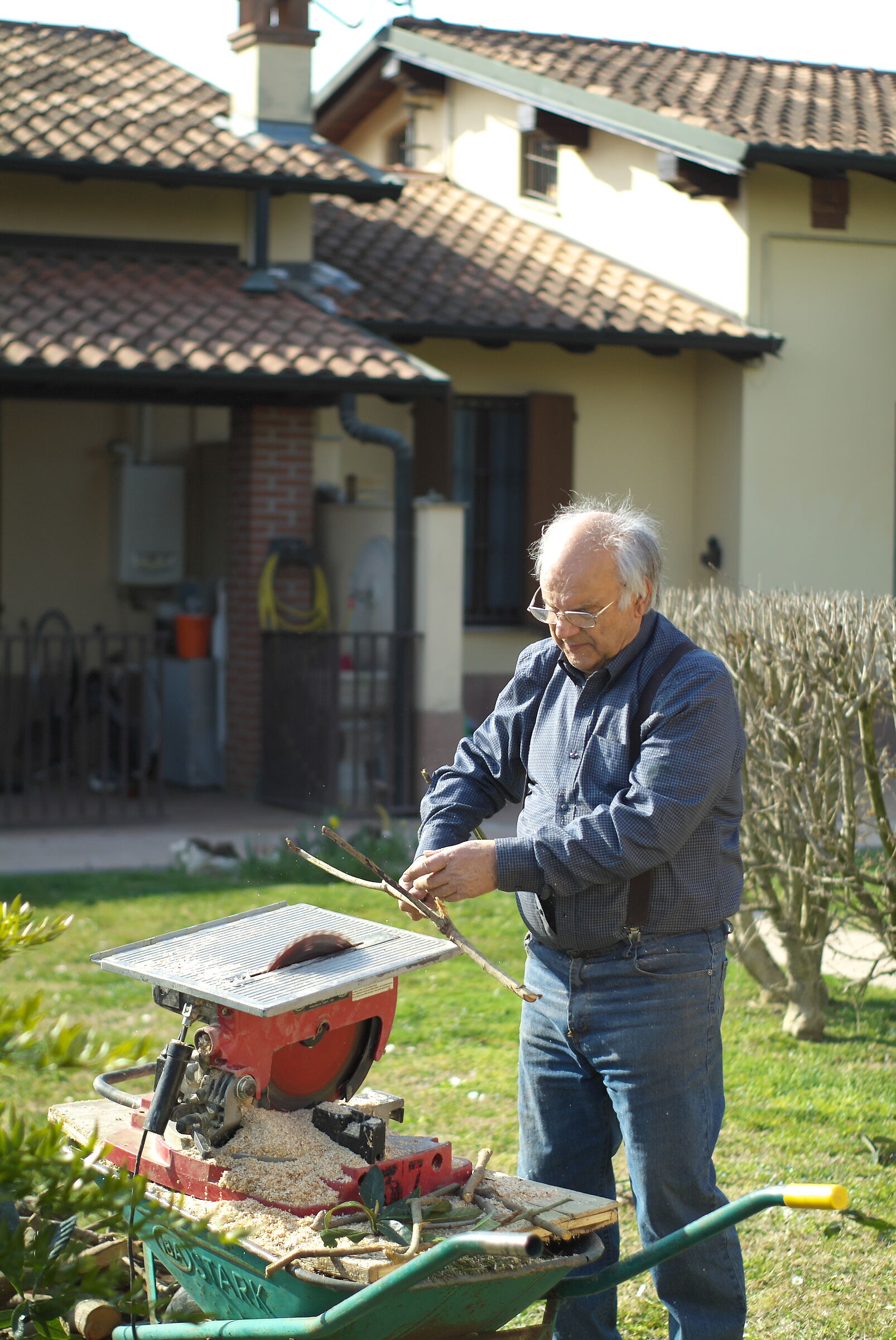Nonno taglia legna