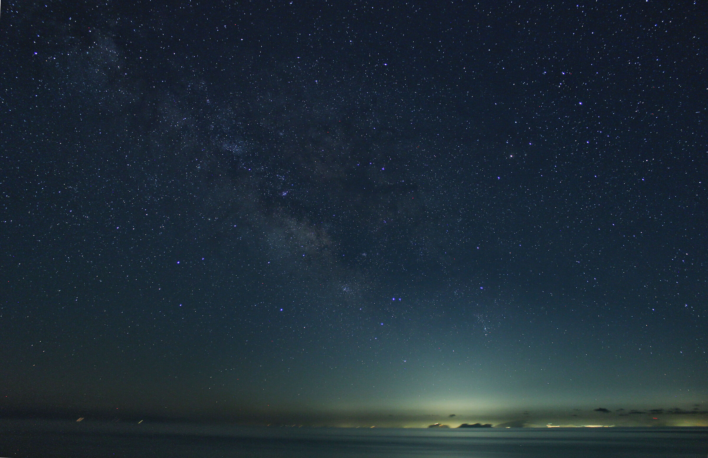Milky Way and north coast of Palermo from the port of Ustica...
