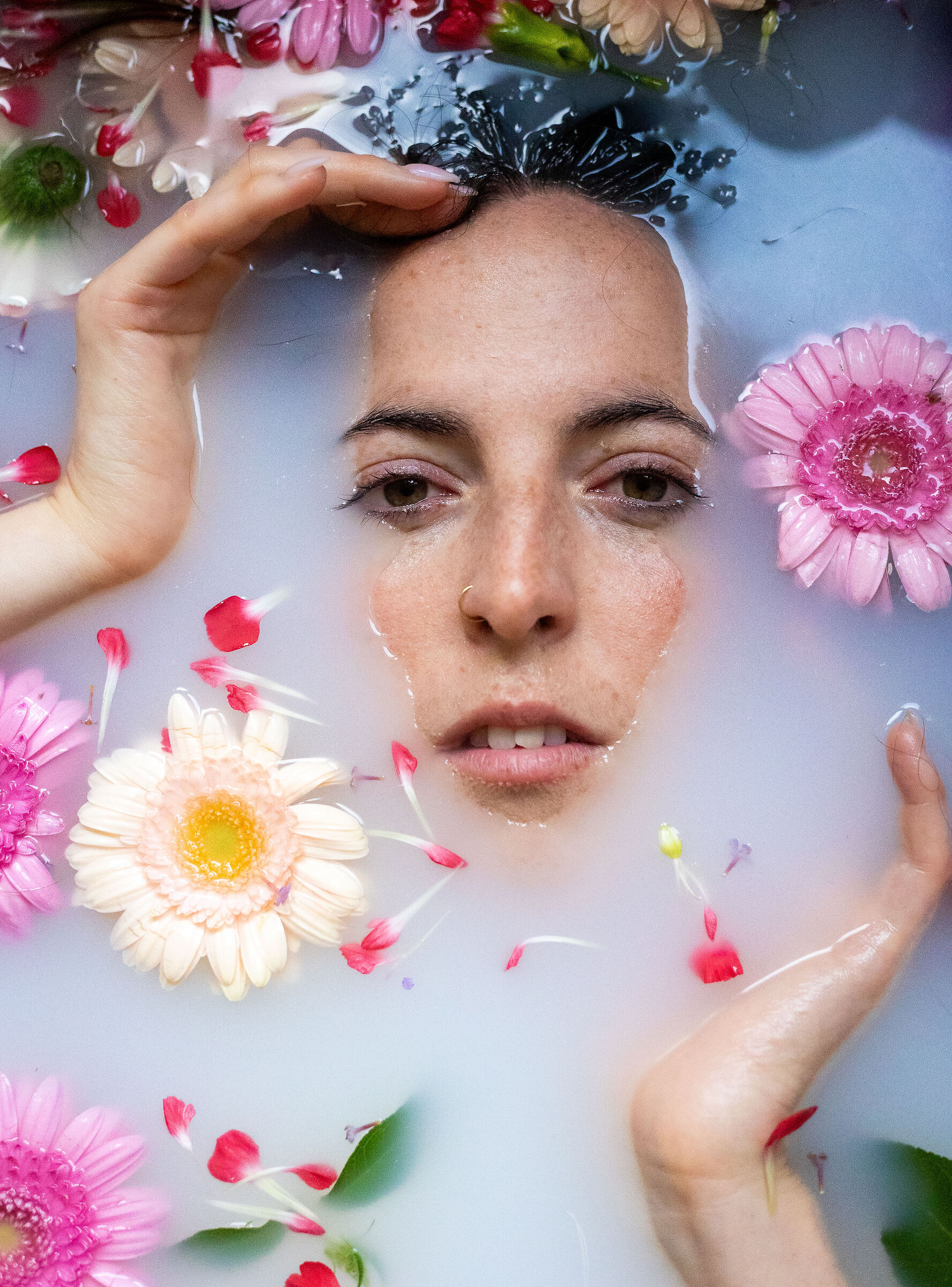 Flower girl splashes.