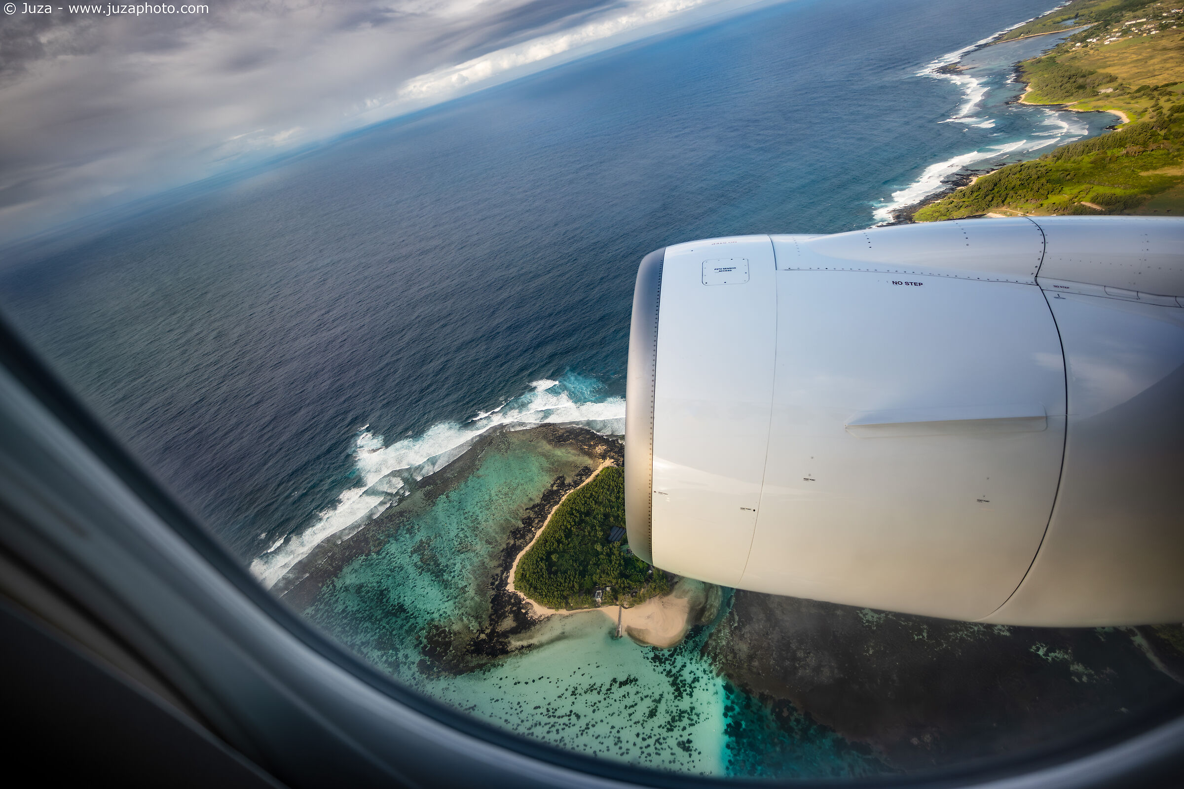 Flying over the island of Mauritius