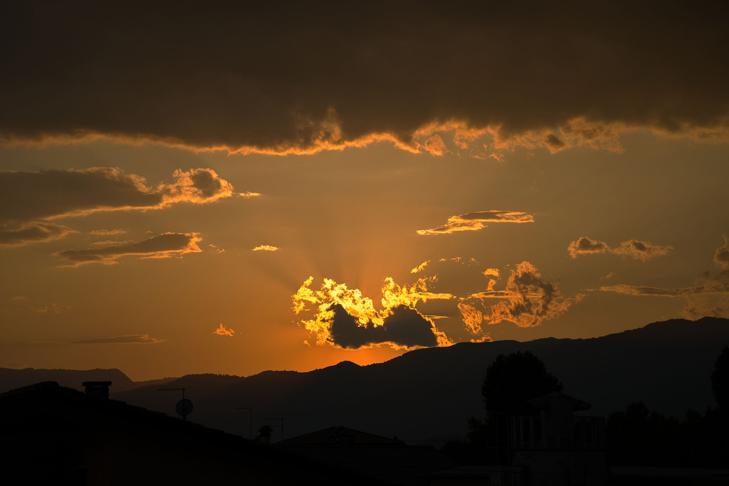 Sunset over houses