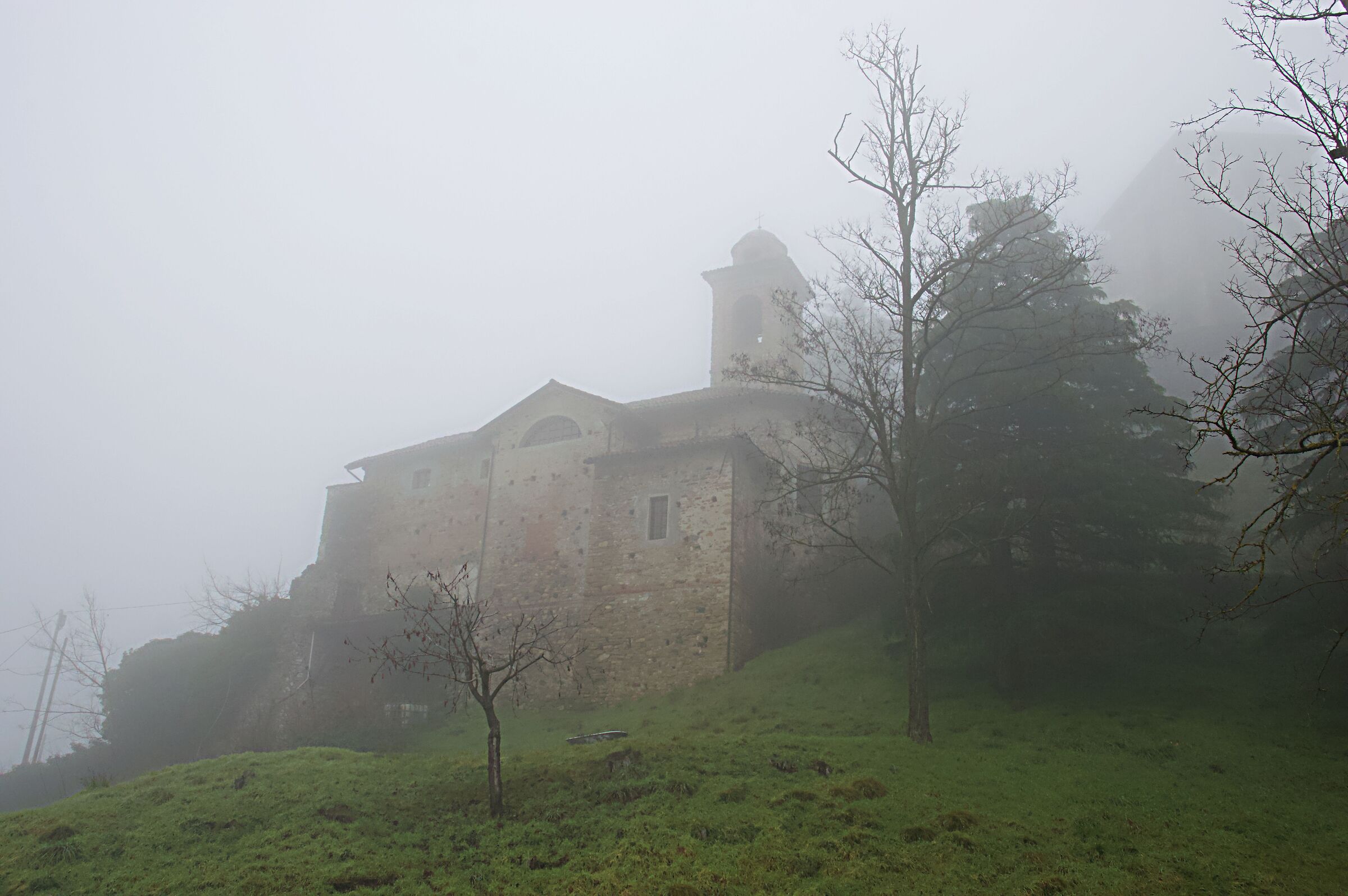 Farmhouse in the fog