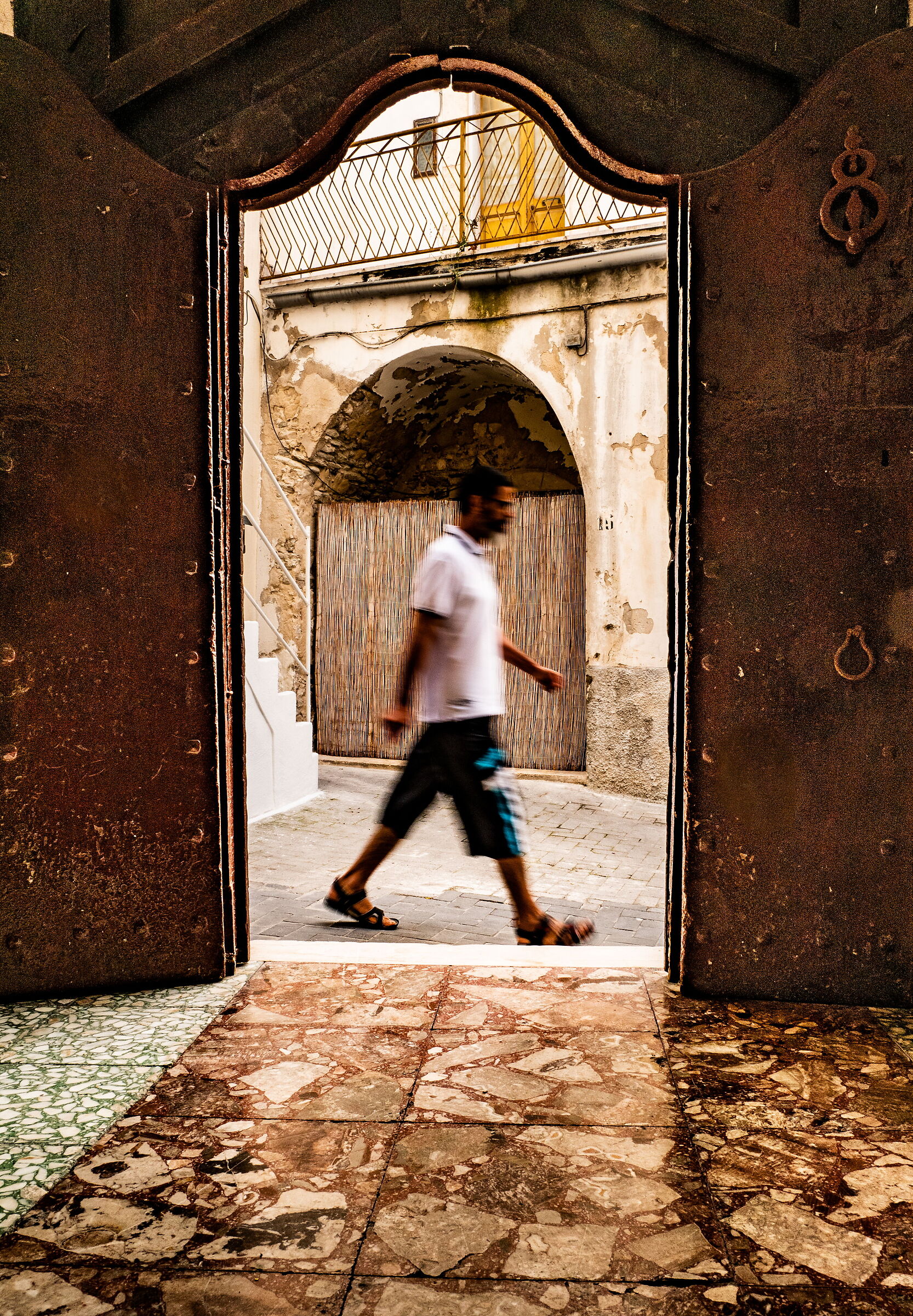 Through a door