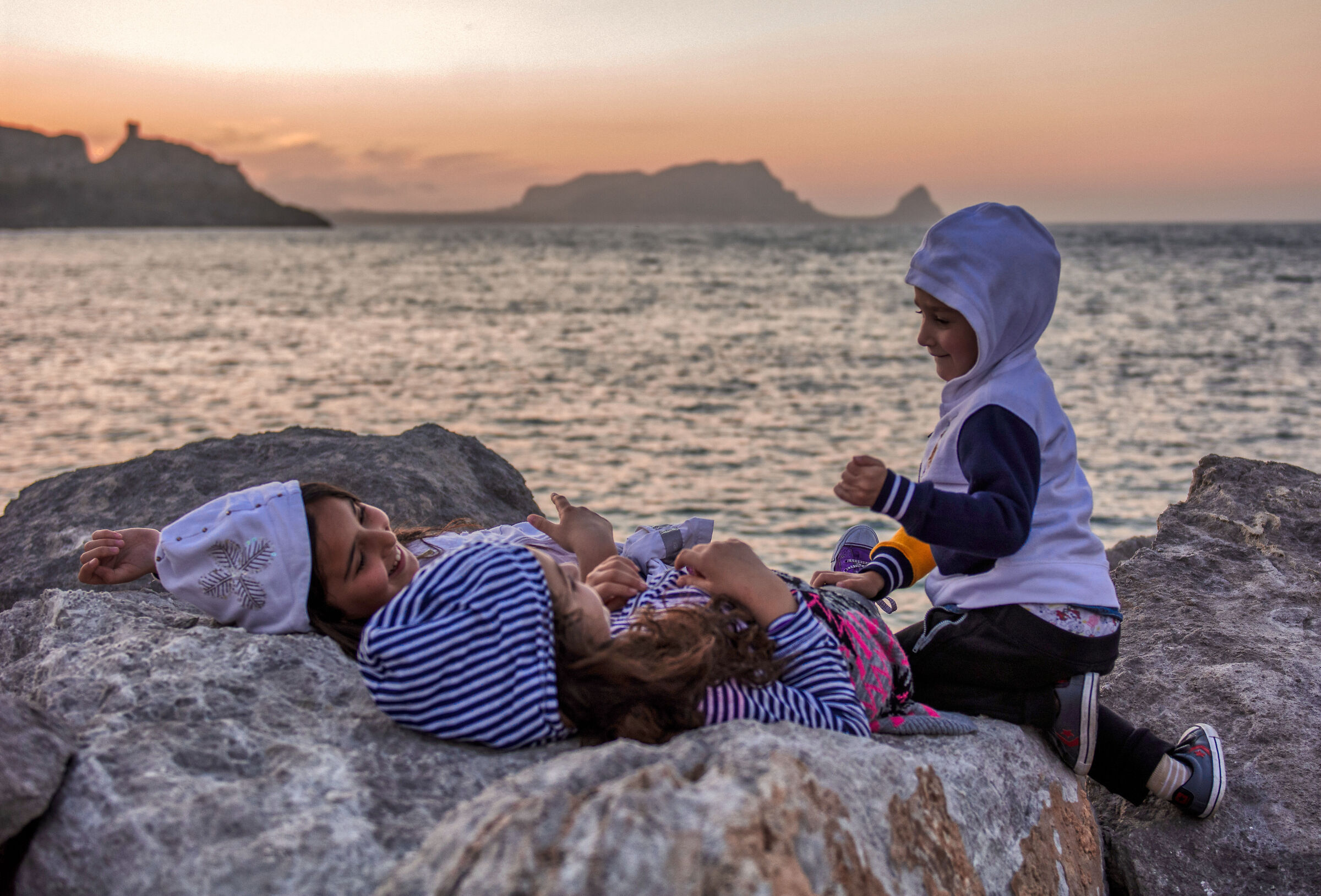 Children at sunset