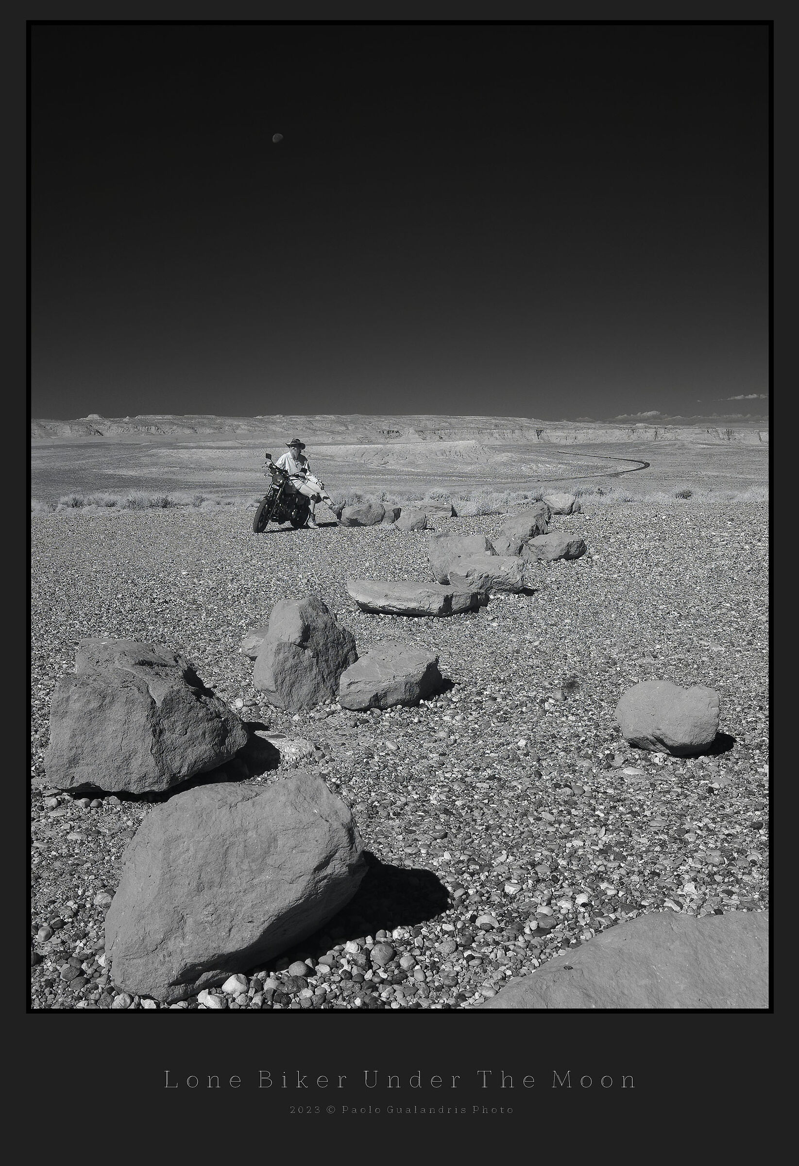 Lone Biker Under The Moon - IR