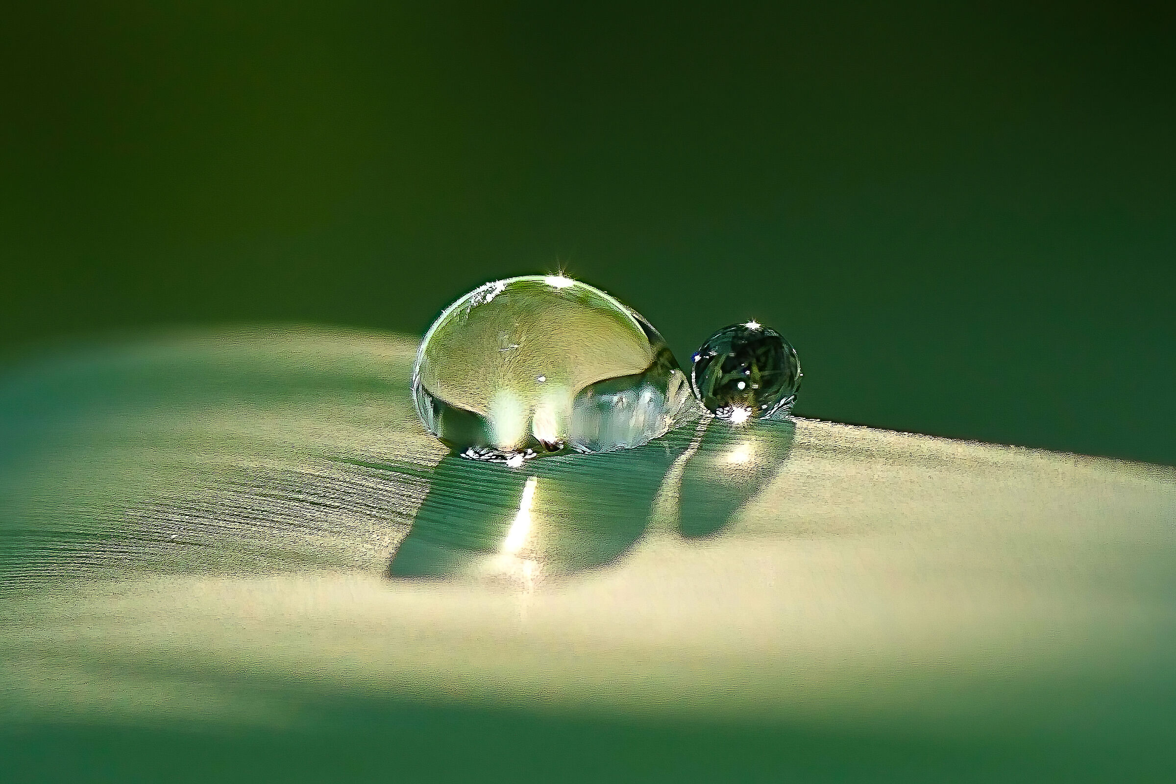 Rugiada su foglia di canna