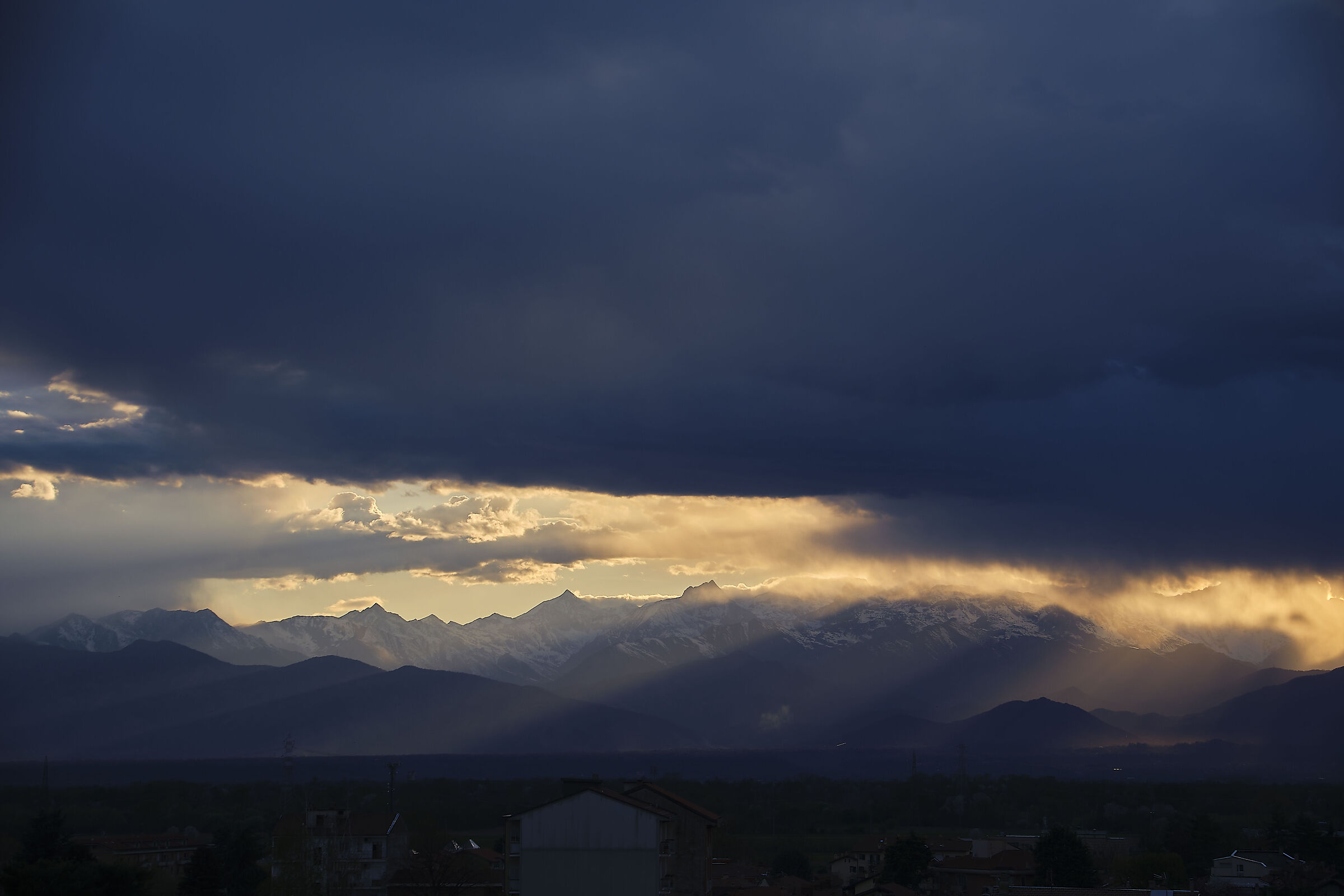 sunset over the village