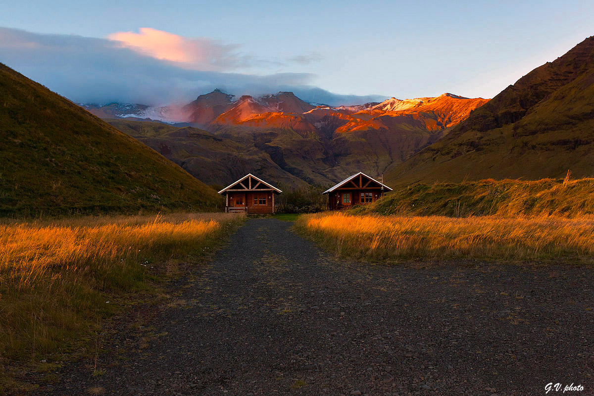 Iceland in the background the volcano Eyafjallajokull
