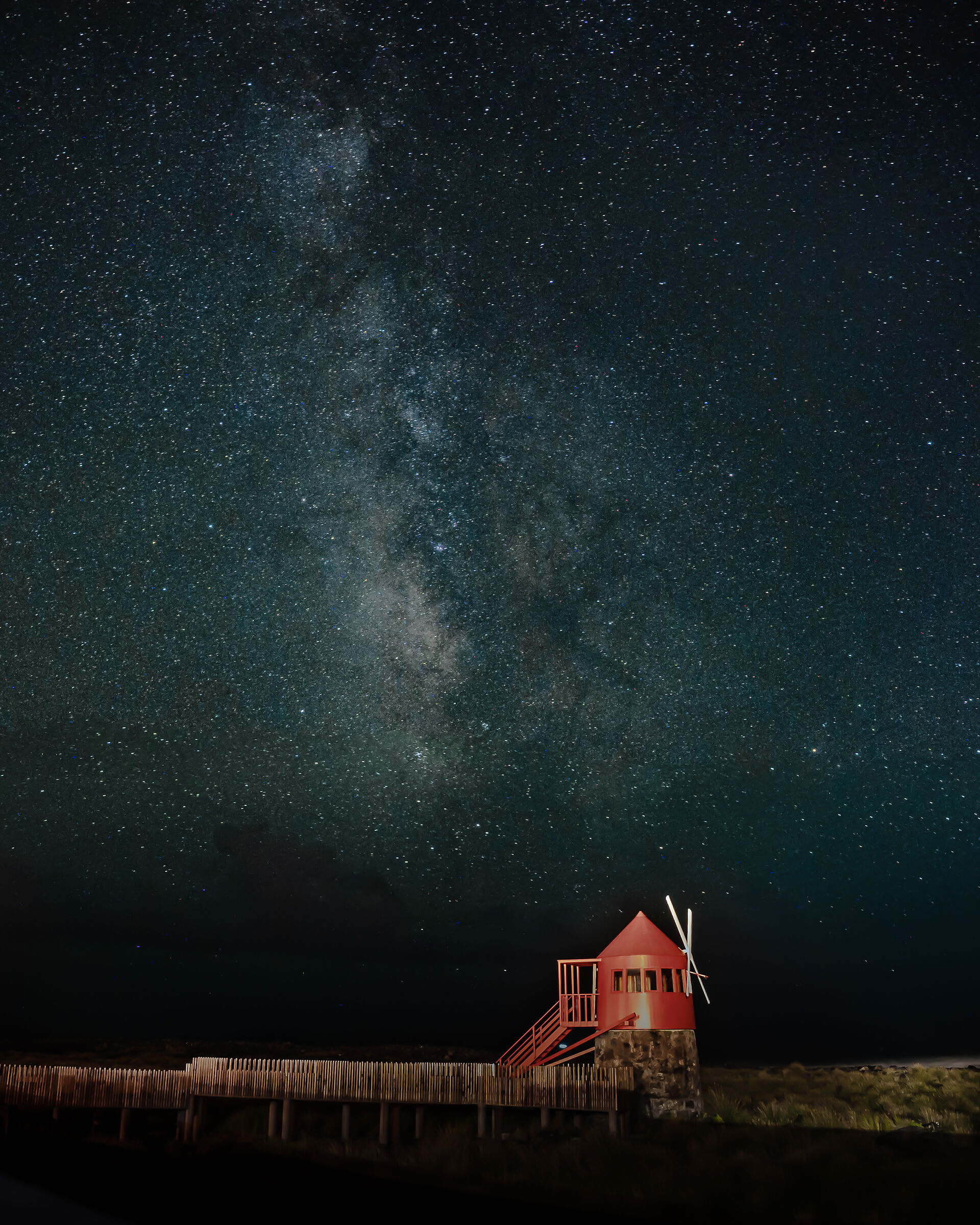 Milky Way and a typical Azorean mill