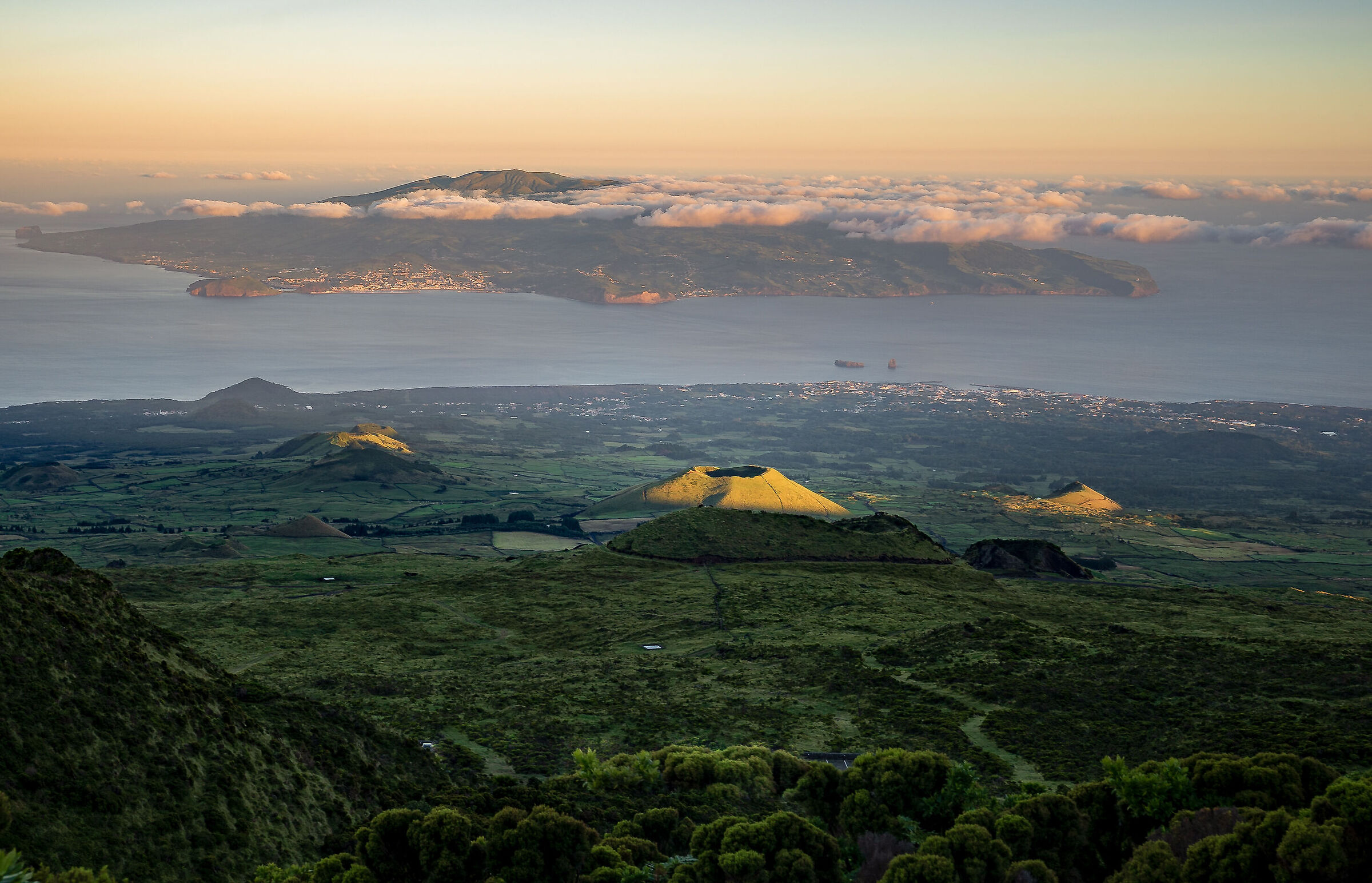 The first rays of sun caress the volcanic vents