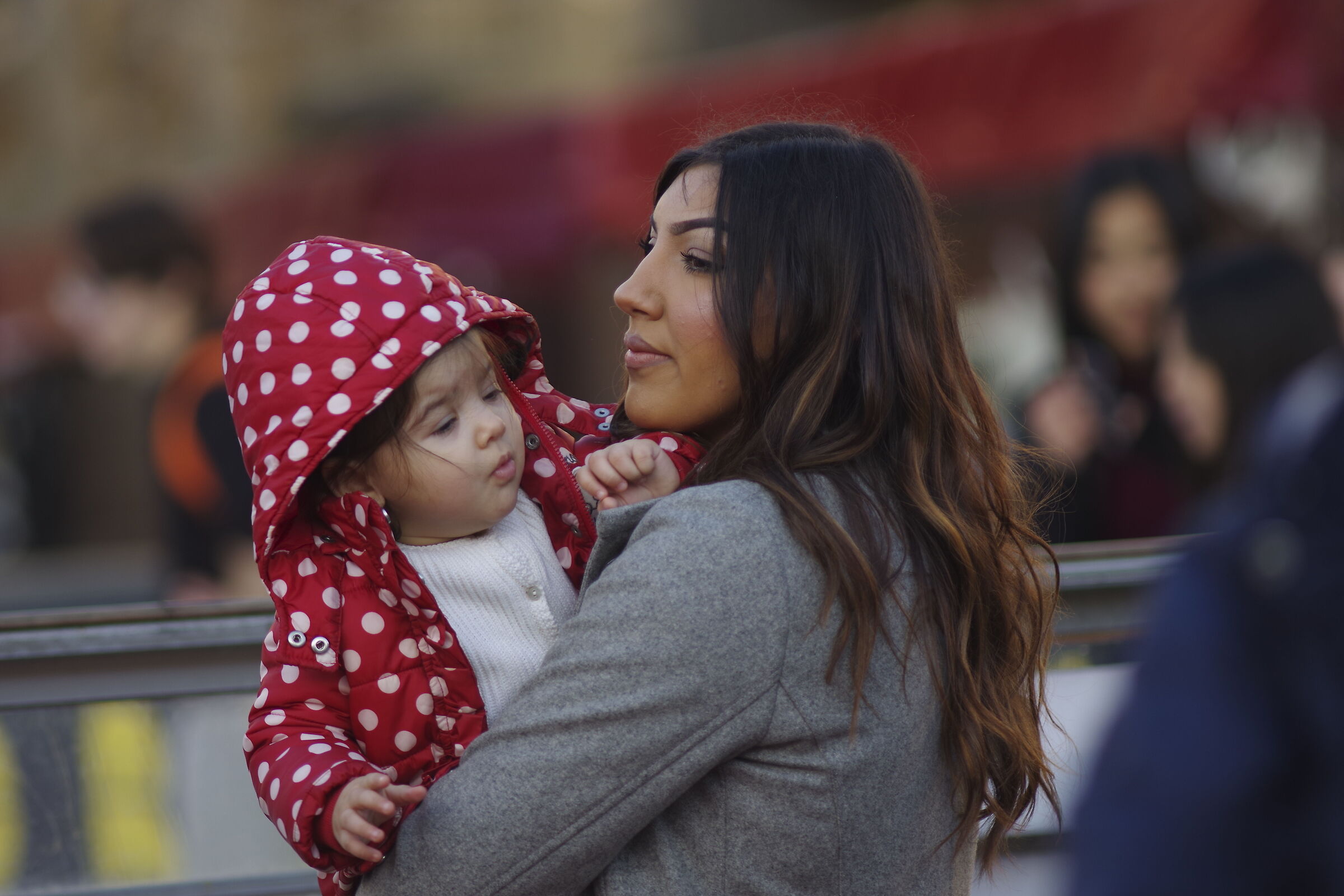 Beautiful mom with little girl