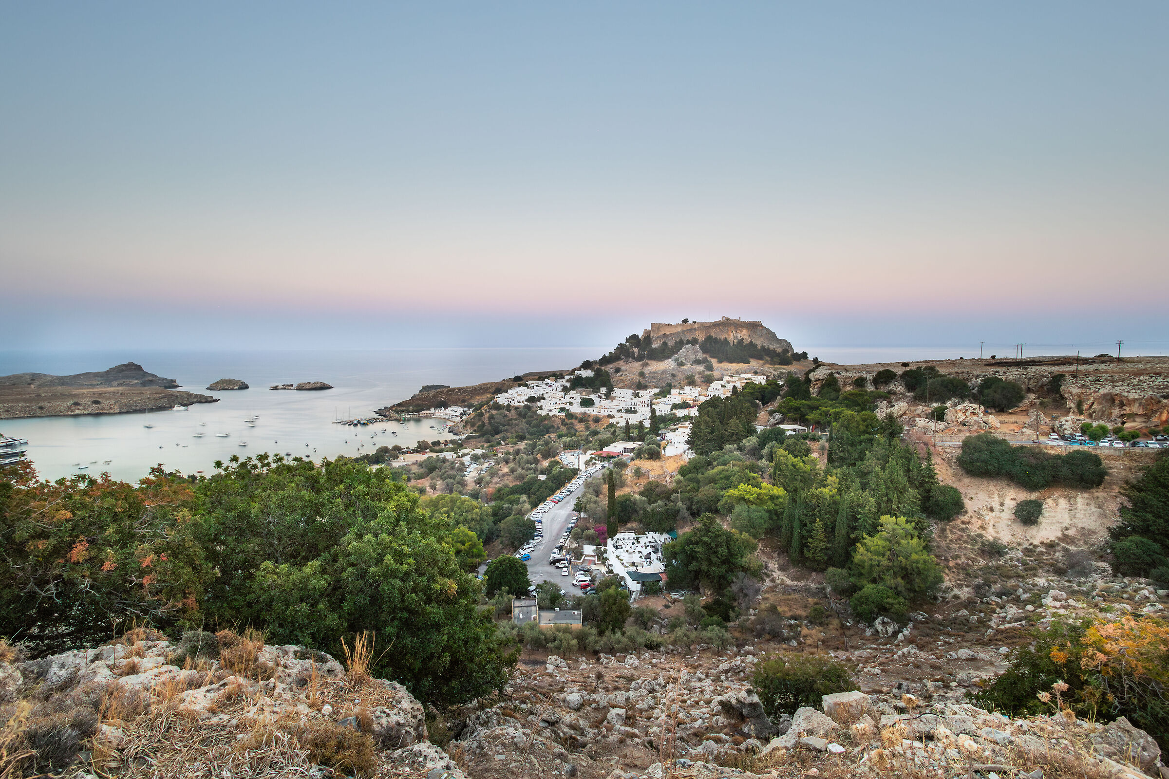 Lindos al termine della golden hour
