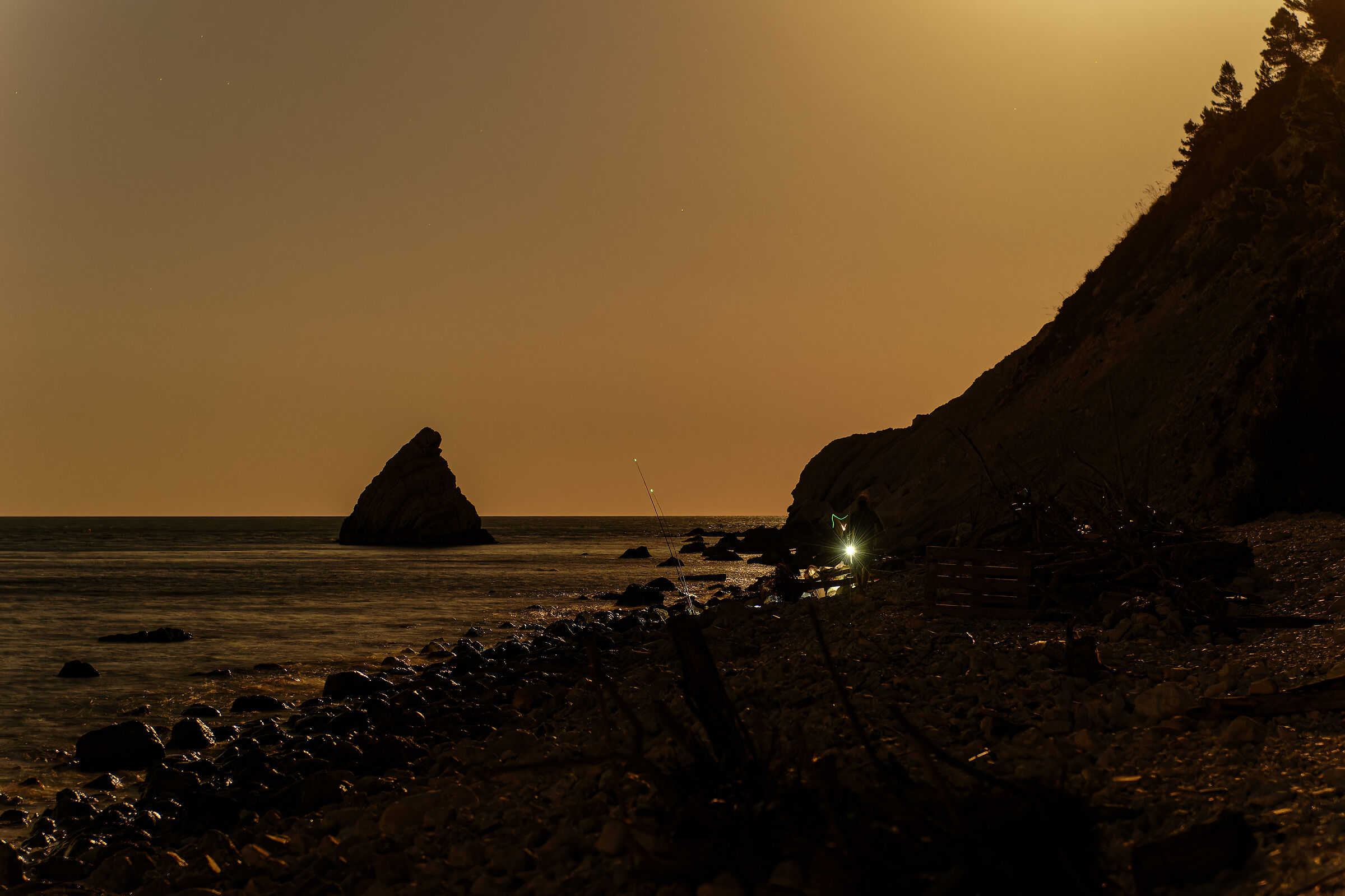 Passion fishing in full moonlight