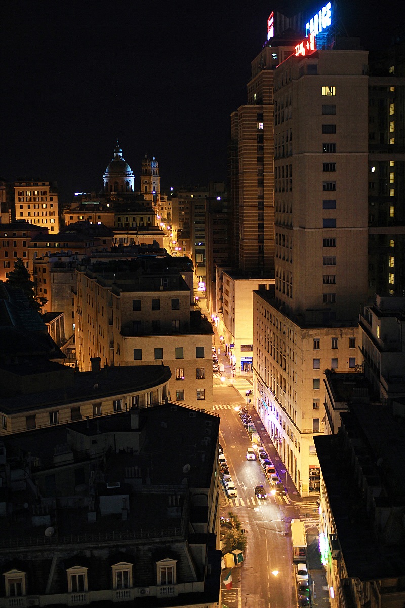 Genoa by night via Fieschi