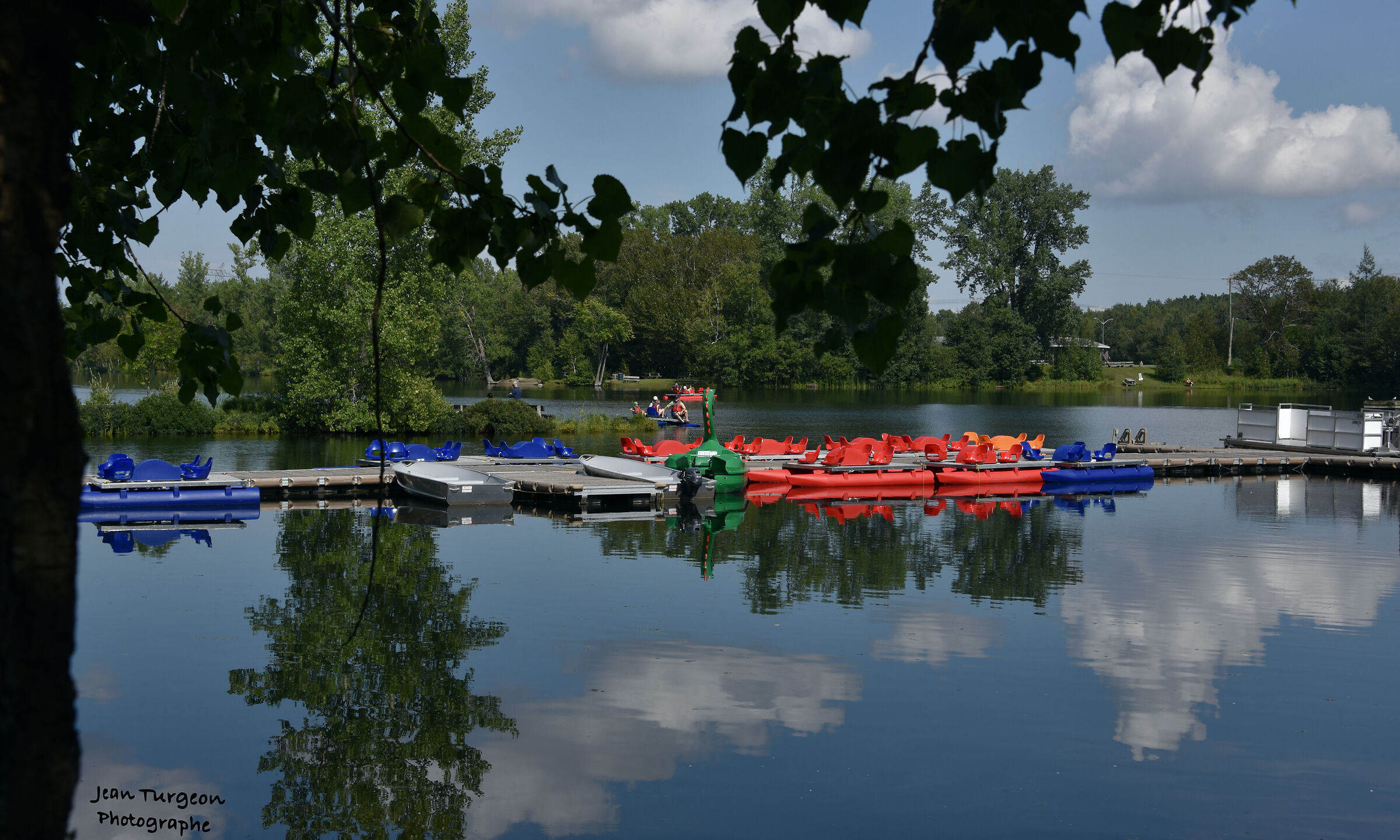 Reflection, outdoor base with activity on the water