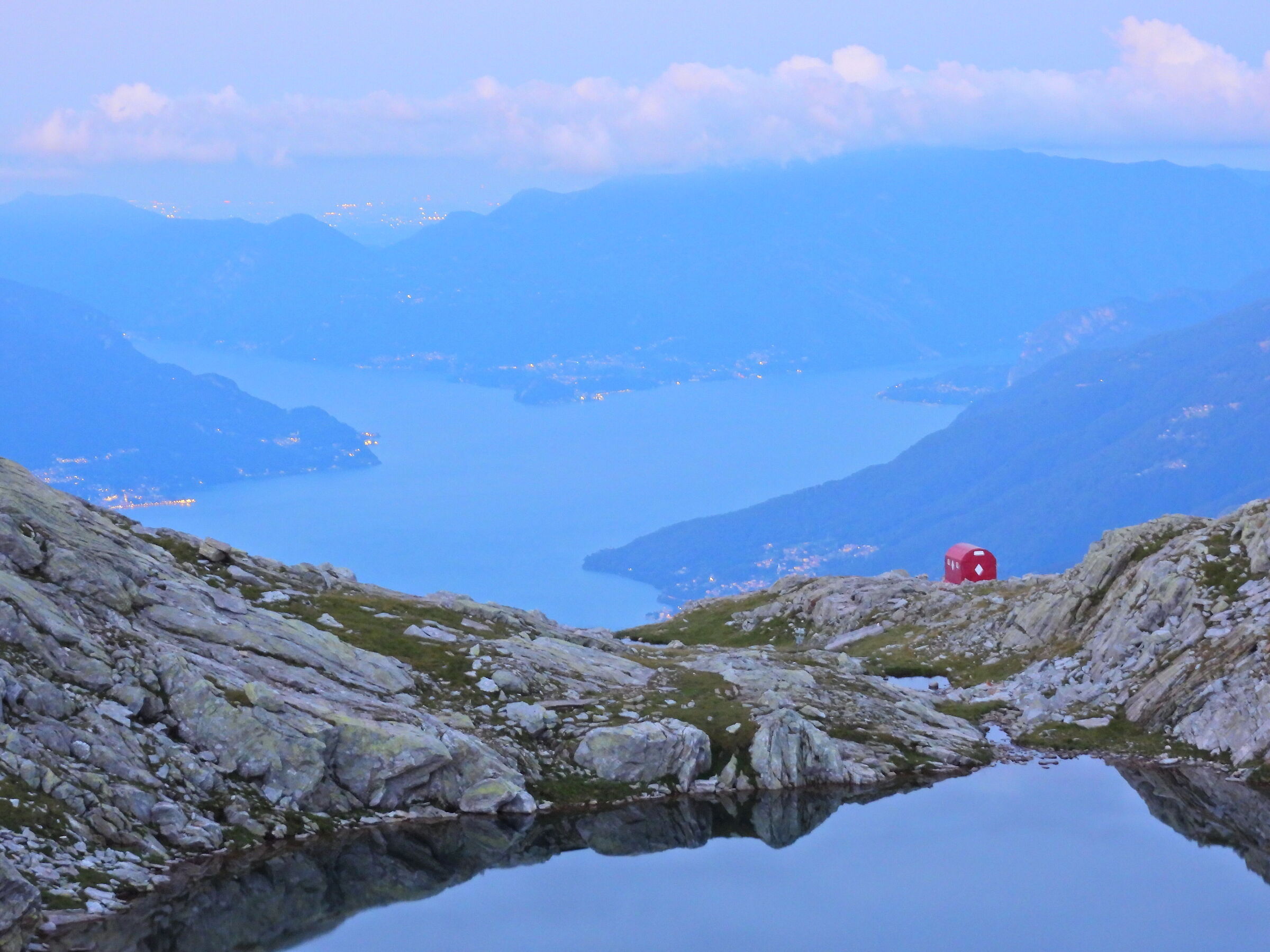 View of Ledù bivouac and Lake Como