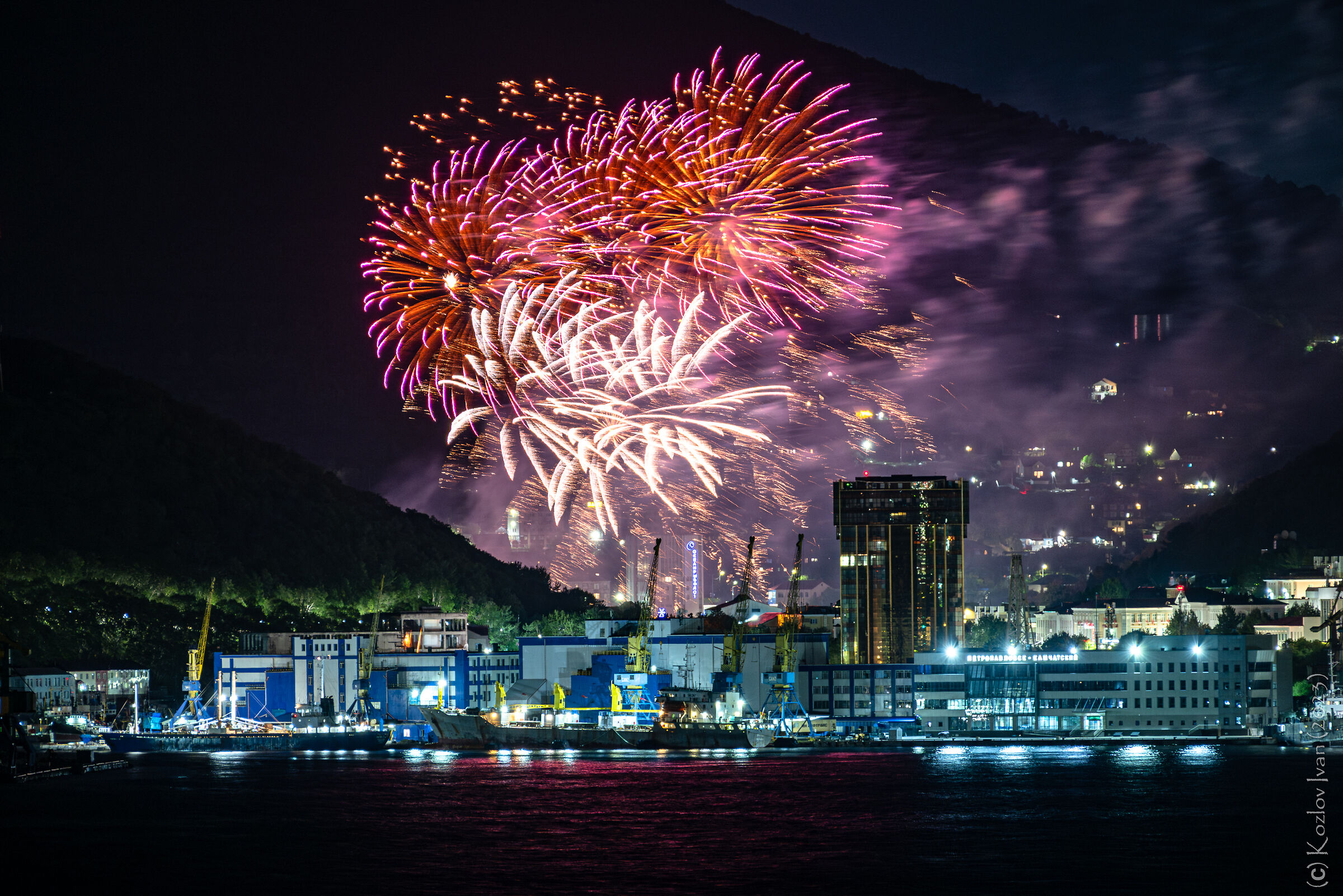 fireworks on city day