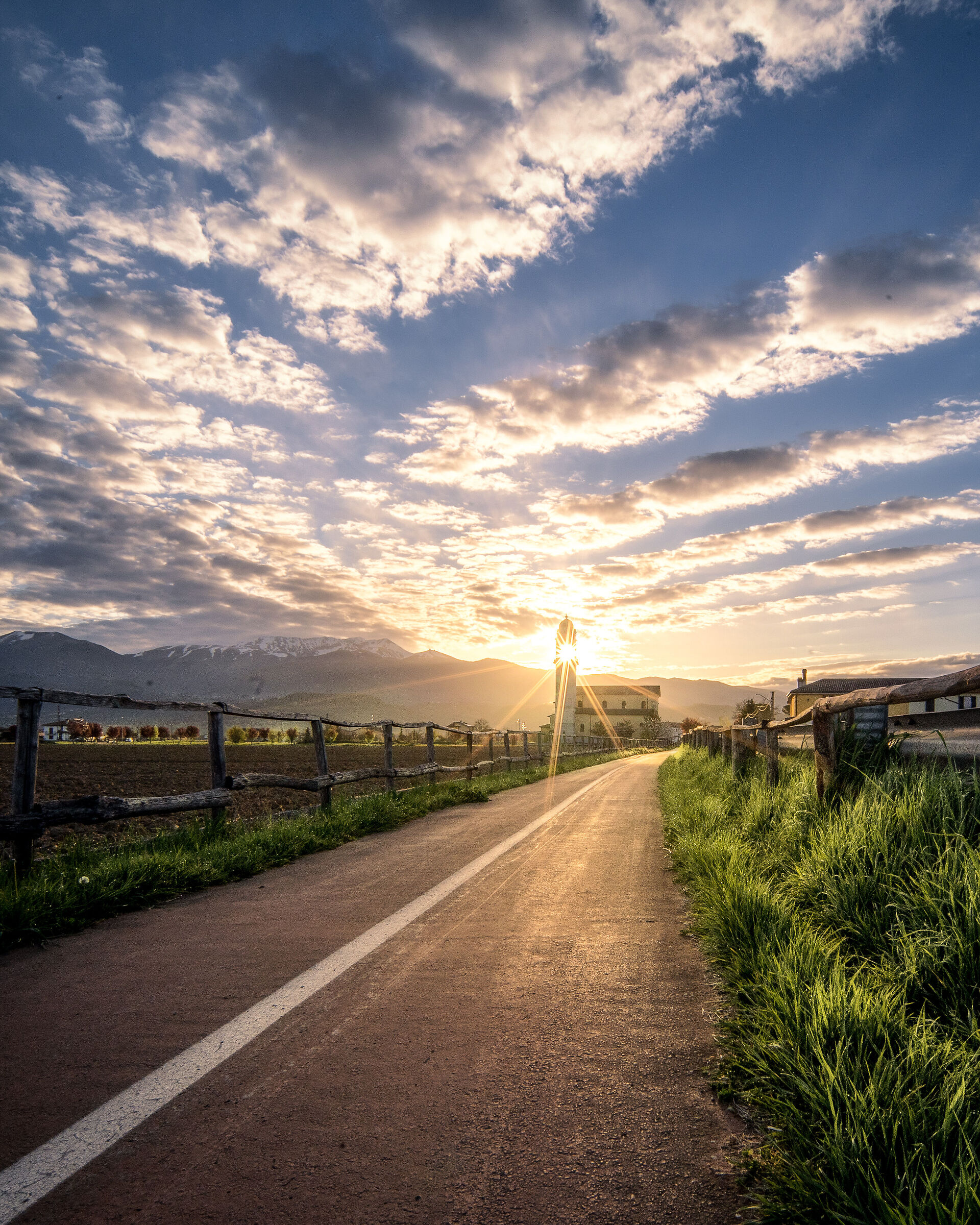 A walking in the sunrise