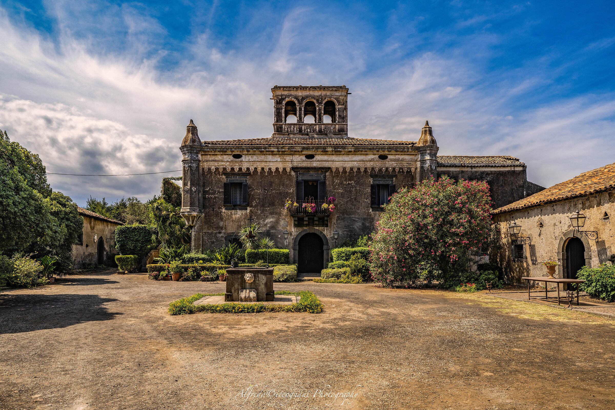 The villa seen from the main gate