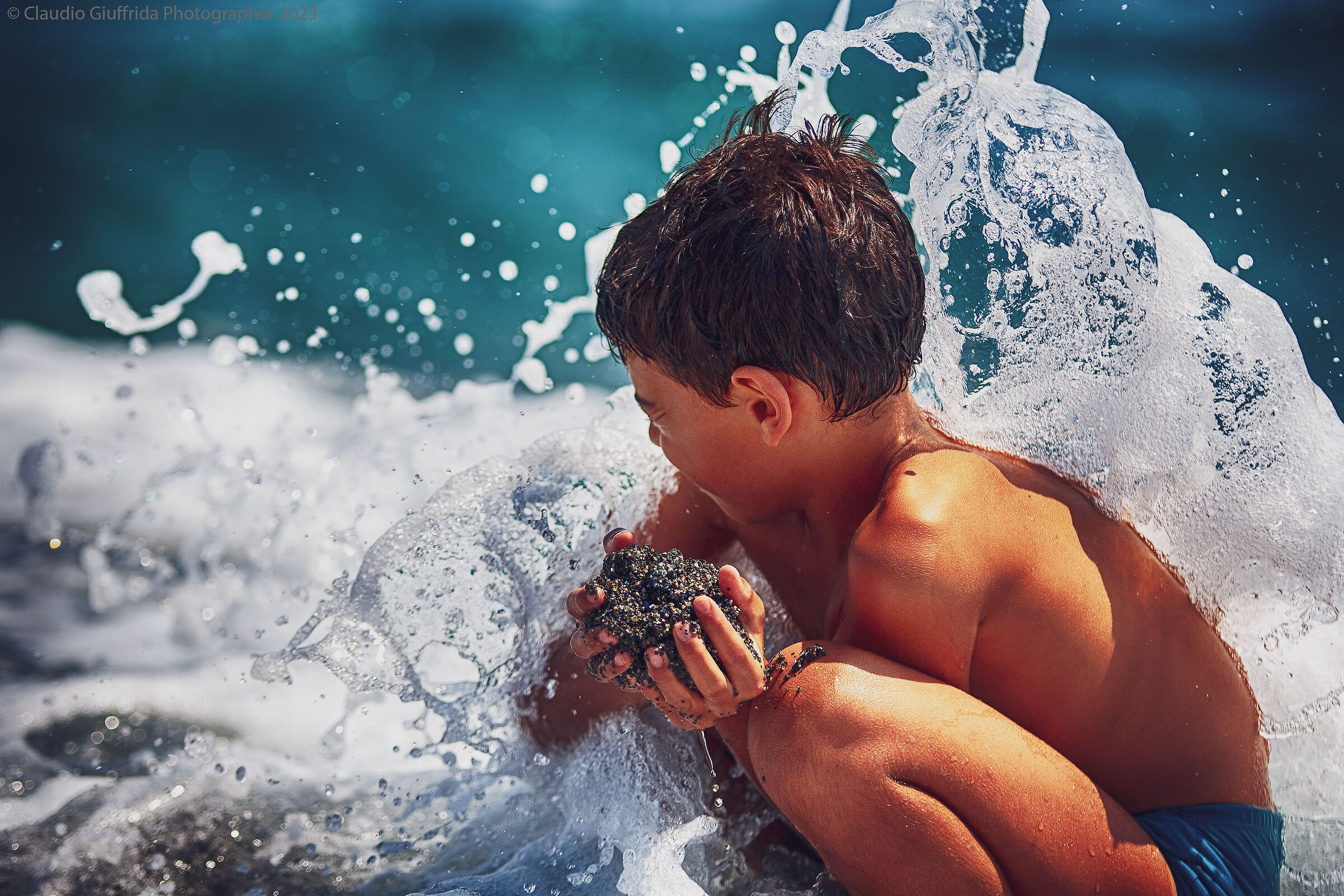 Playing in the waves