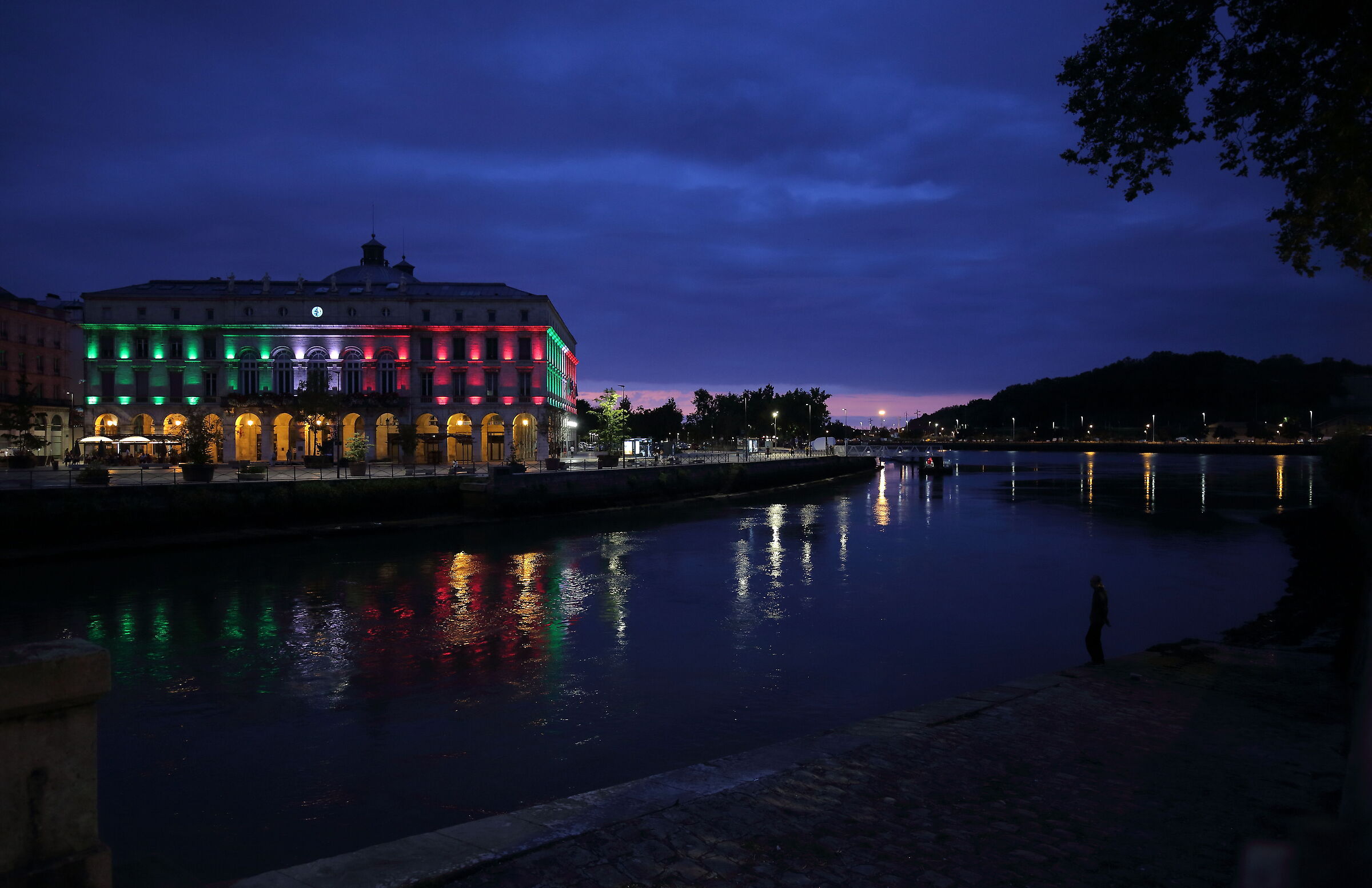 Blue hour at the Hotel de Ville in Bayonne
