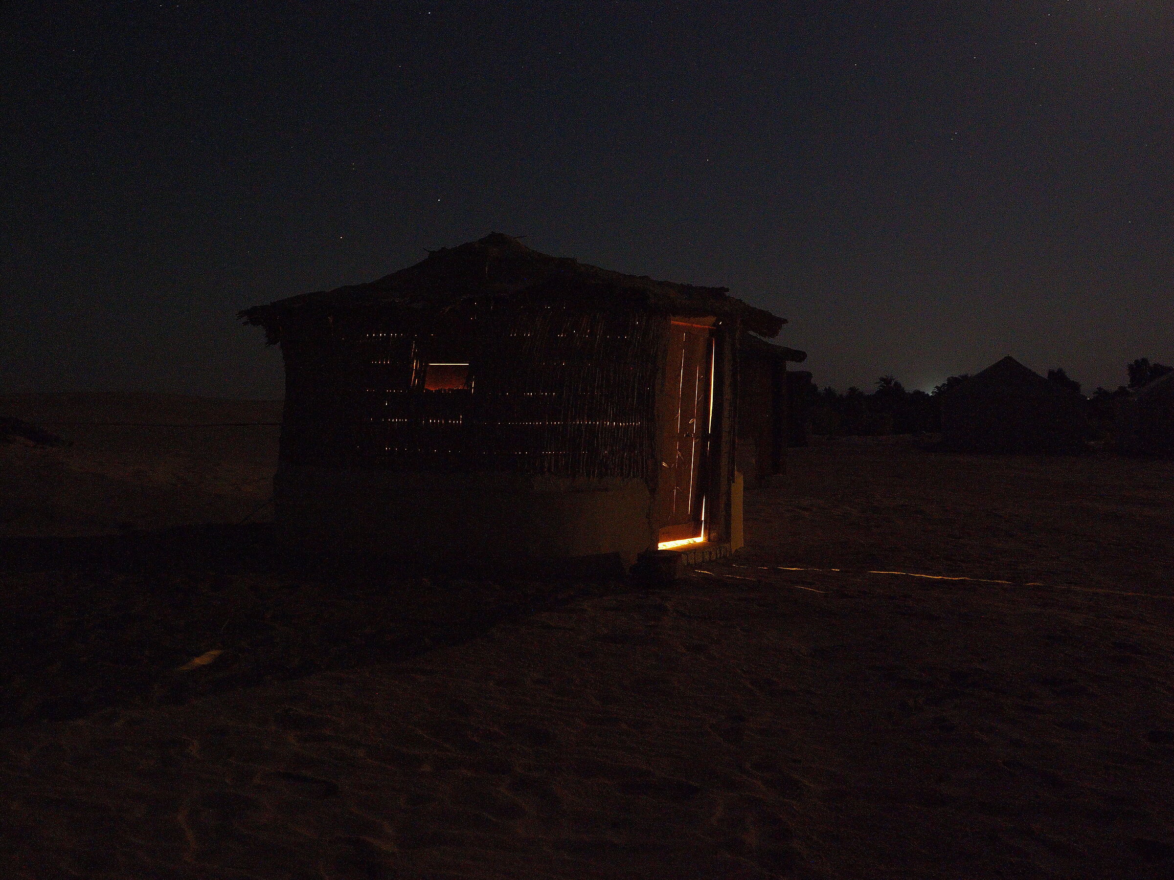 hut at night
