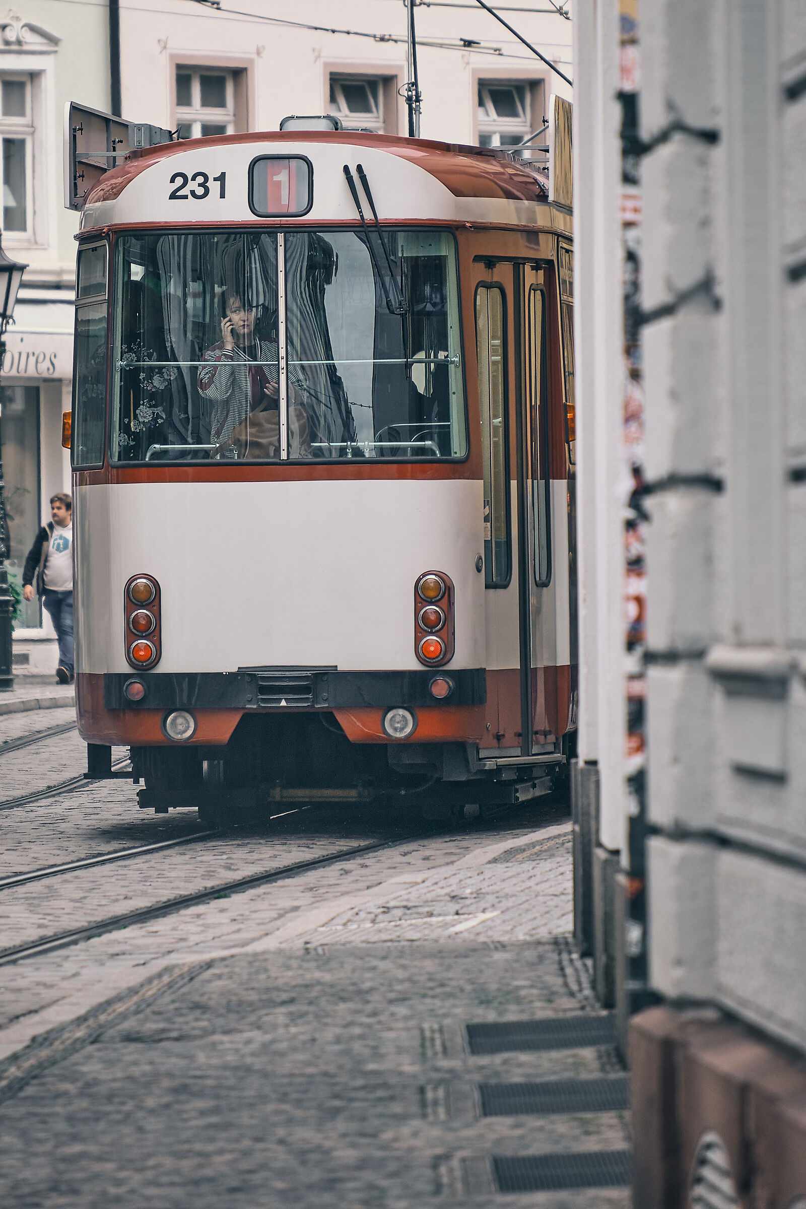 Woman on tram