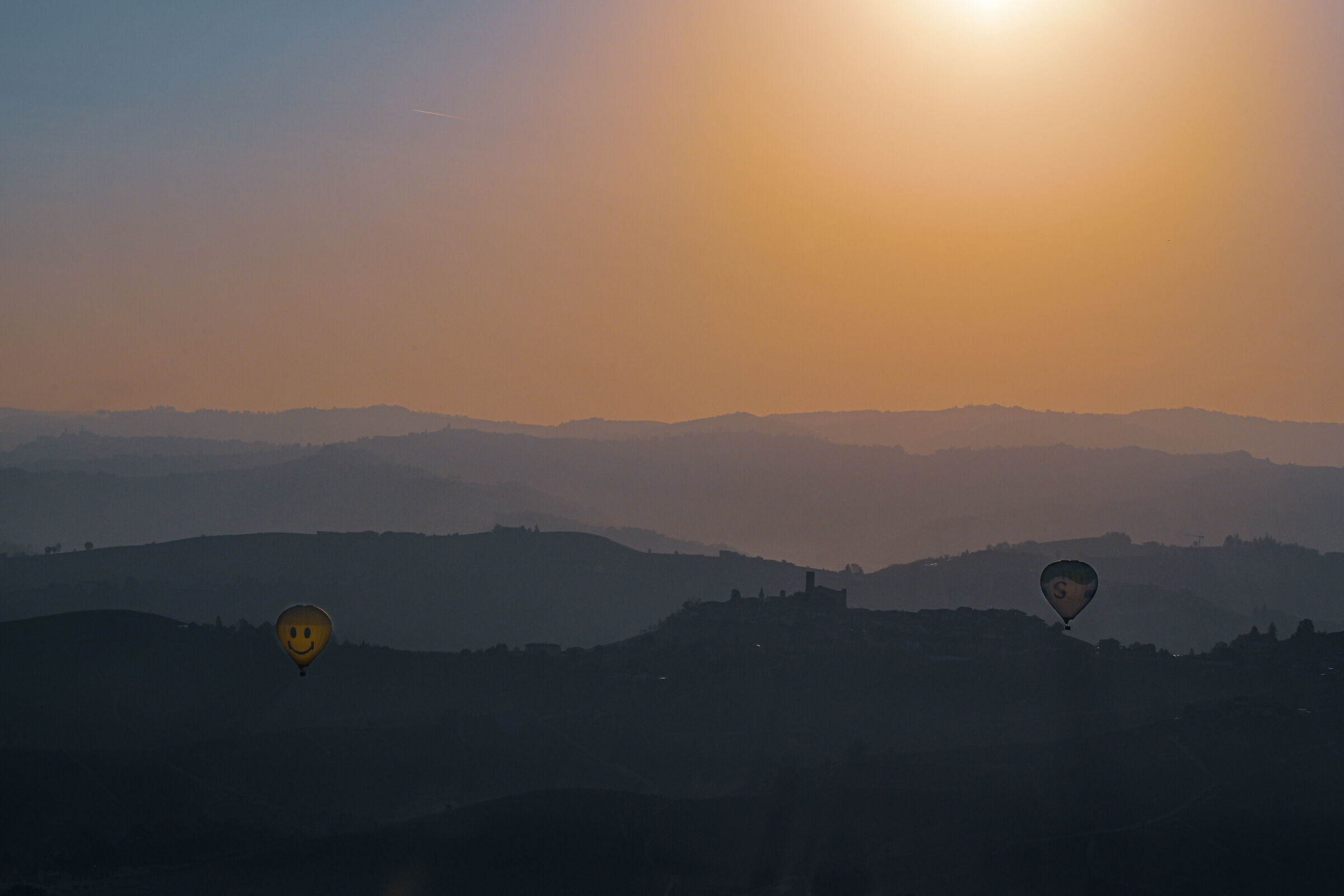 Hot air balloons at dawn