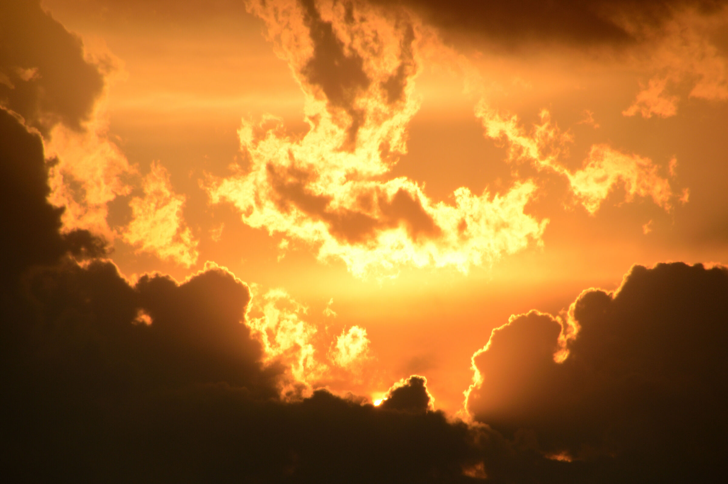 Glimpse of sky at sunset