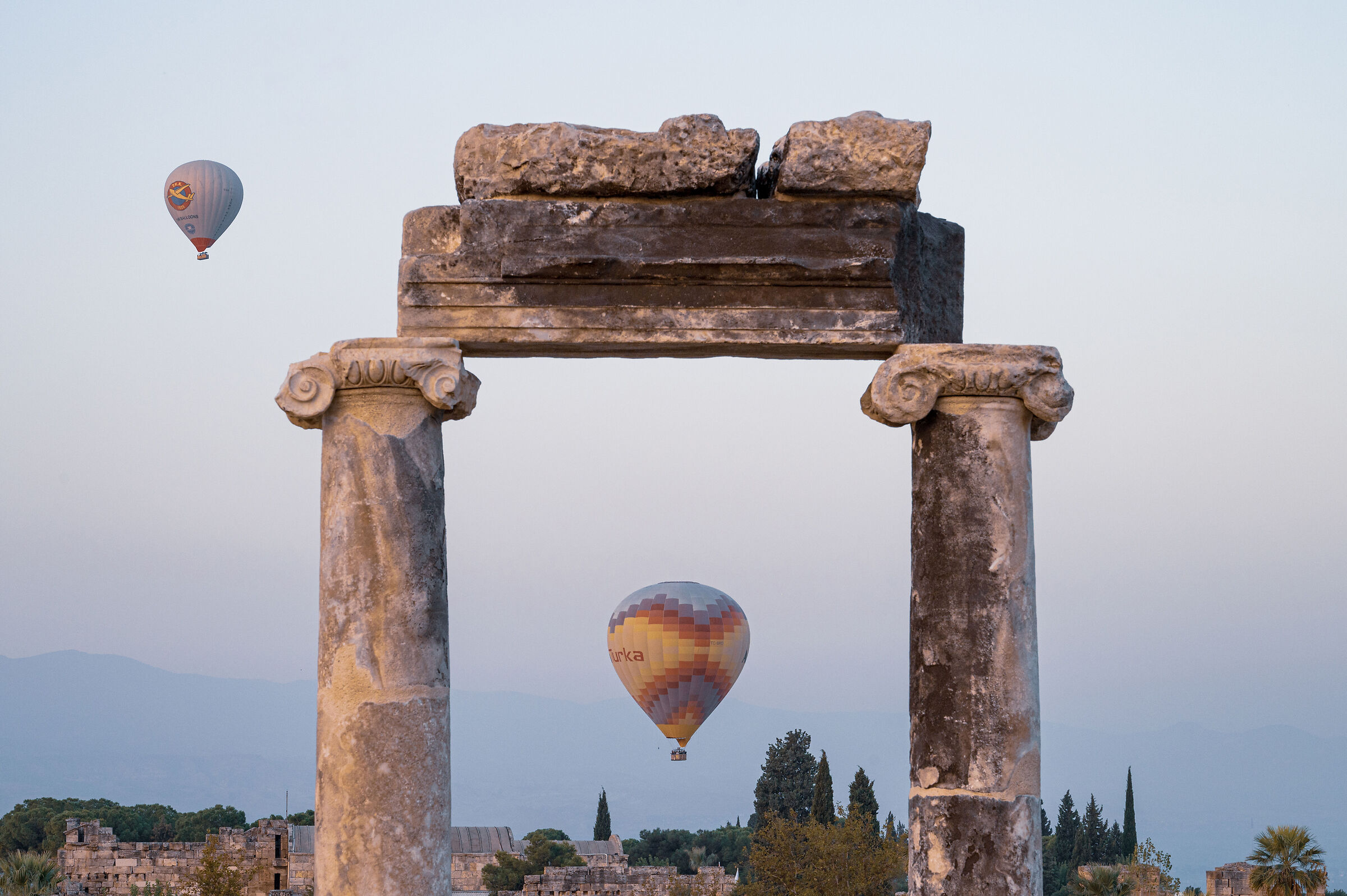 Hot air balloons over Hierapolis
