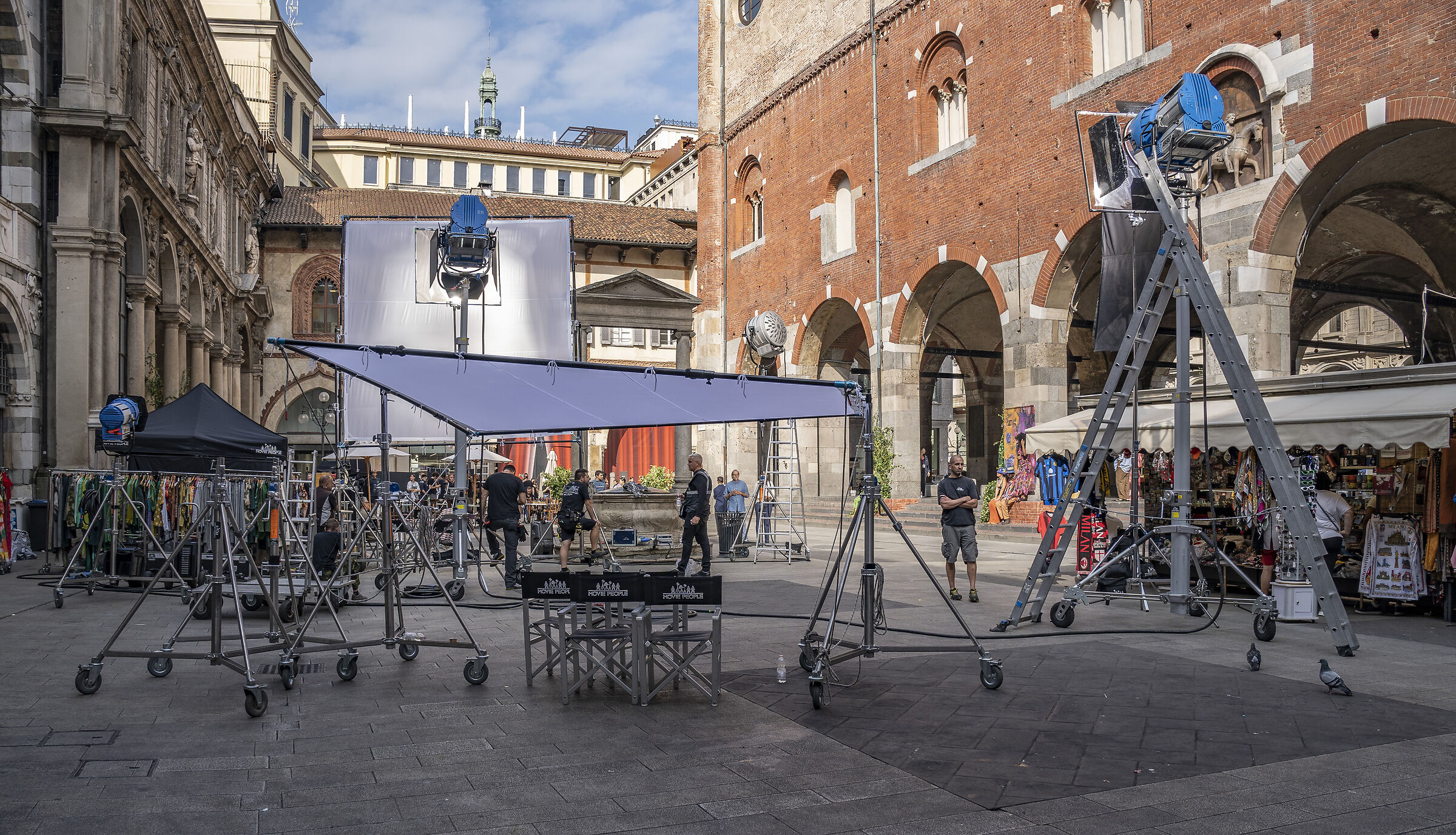 Riprese in Piazza dei Mercanti