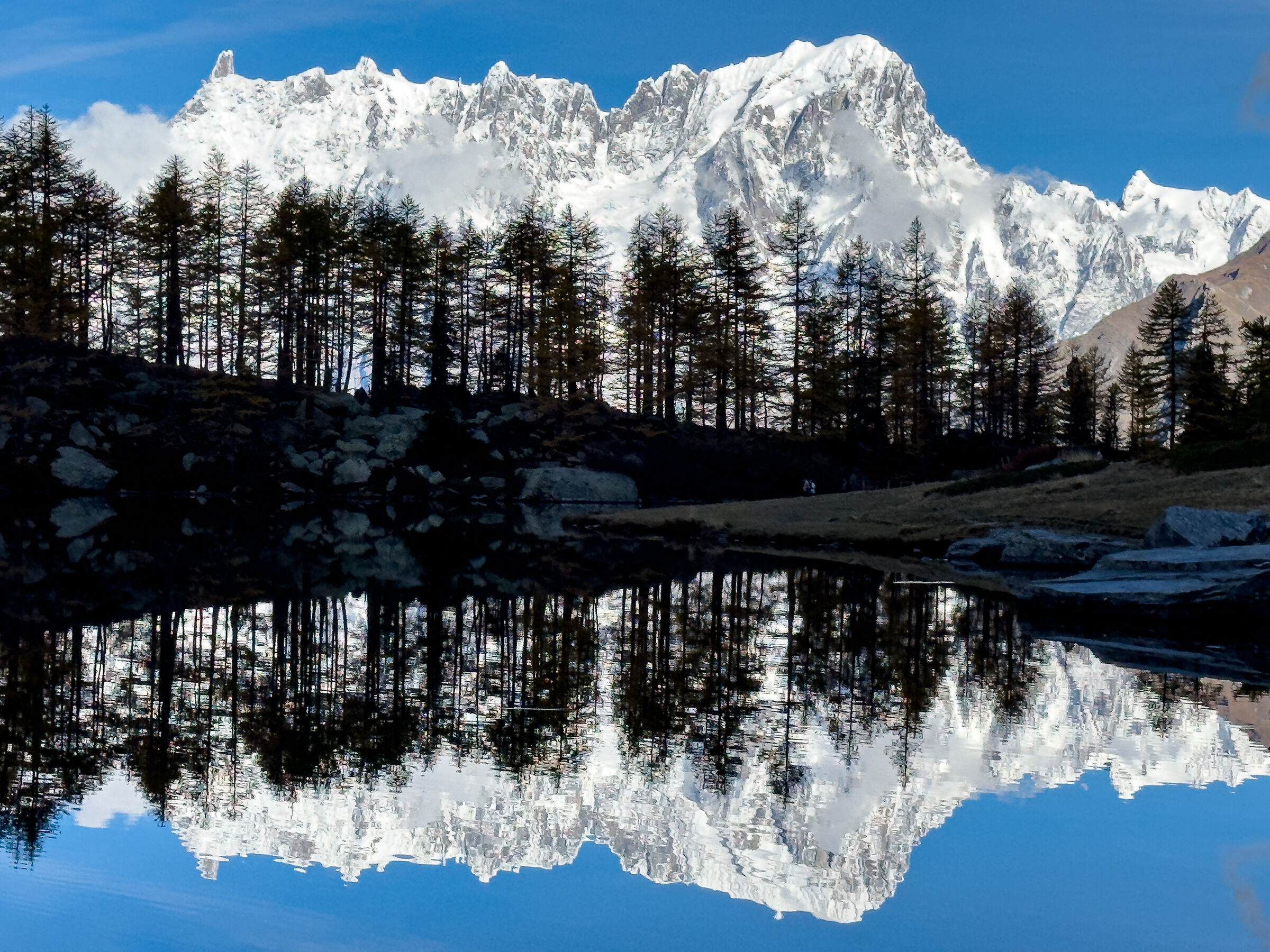 Grandes Jorasses from Lake Arpy