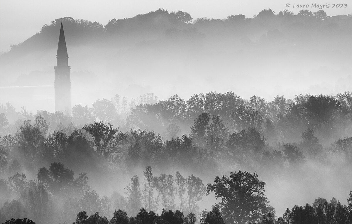 Quartier del Piave shrouded in fog