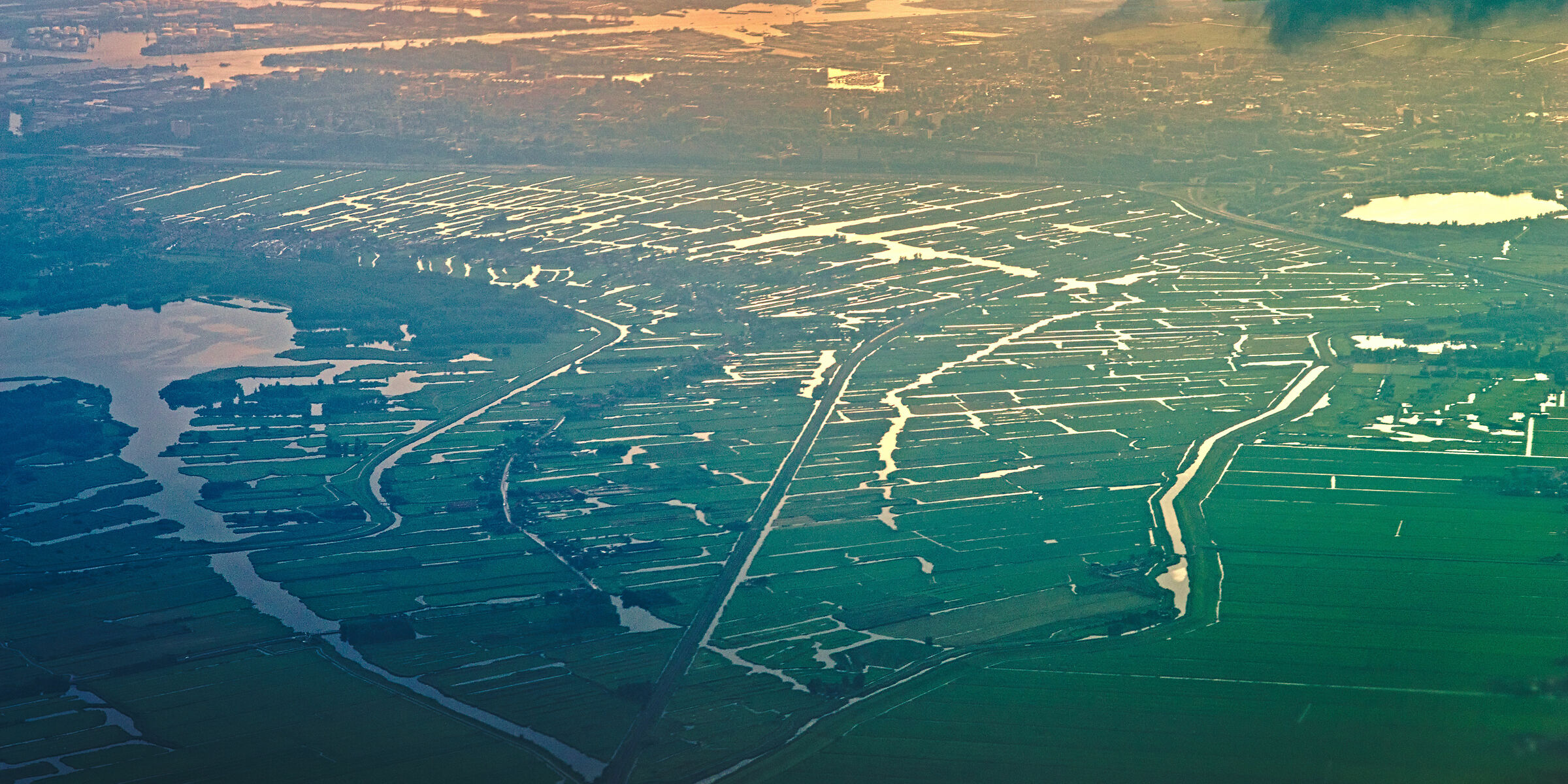 Evening approach to Schiphol