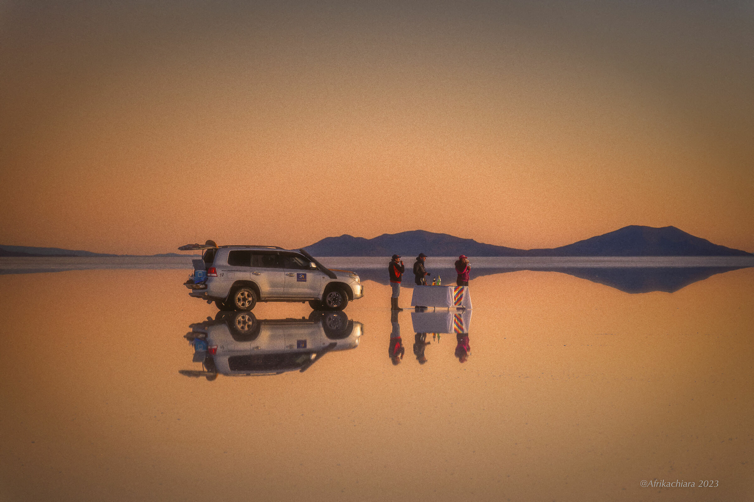 Sunset over the Salar de Uyuni